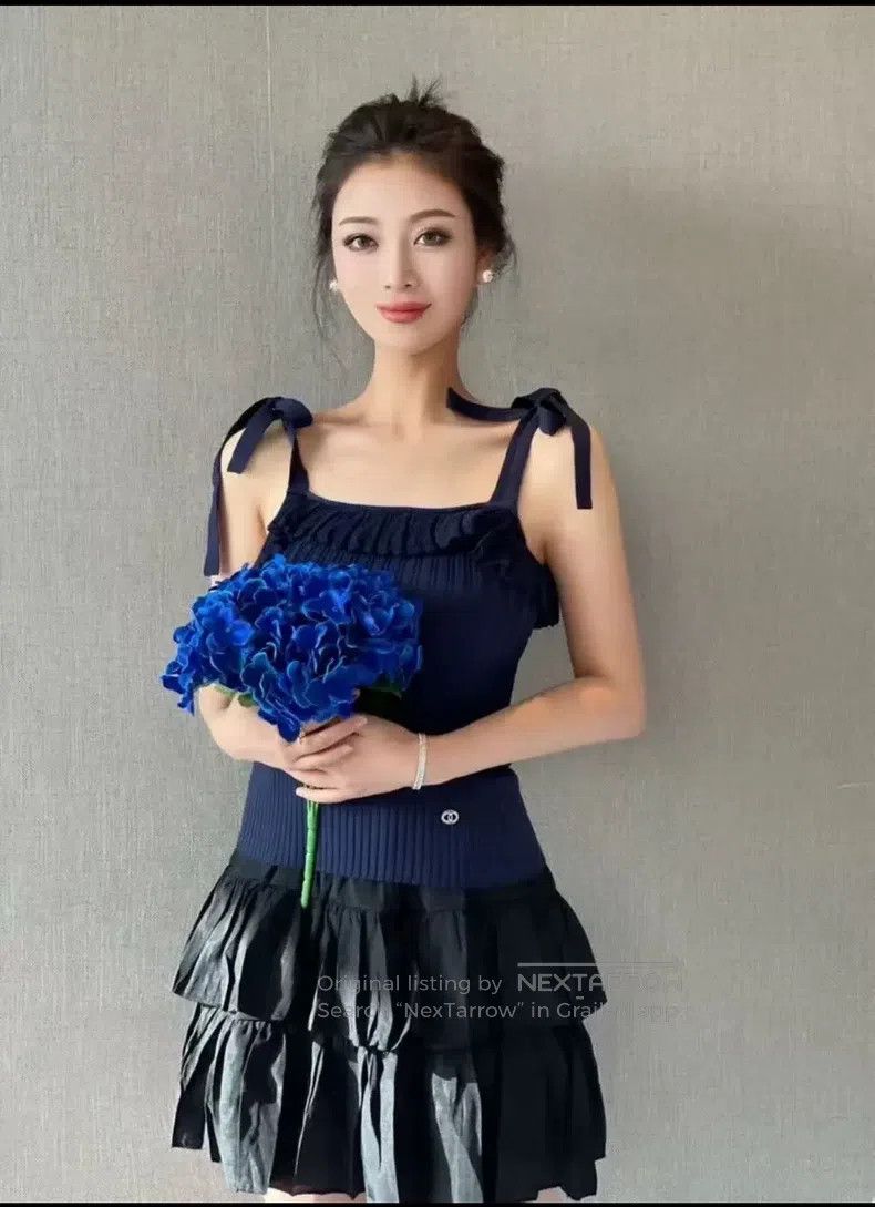 Chanel Chanel 20P dark blue lace-up ruffle knitted vest Size XS / US 0-2 / IT 36-38 - 7 Thumbnail