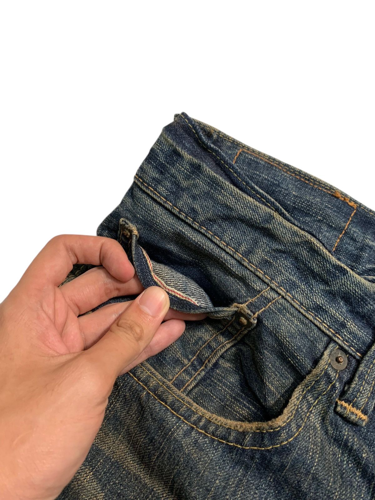 Kapital VINTAGE EDWIN 505Z BAGGY SELVEDGE RUSTY DISTRESSED DENIM Size US 35 - 10 Thumbnail
