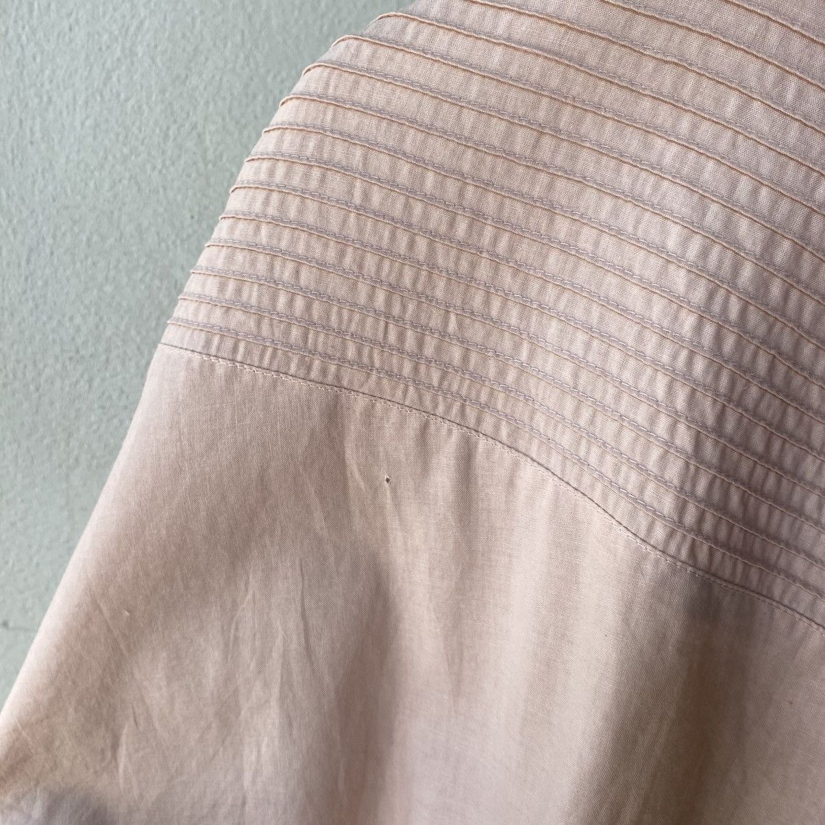Japanese Brand Yacco MARICARD Pink Textured Short Sleeve Mandarin Collar Size XL / US 12-14 / IT 48-50 - 7 Thumbnail