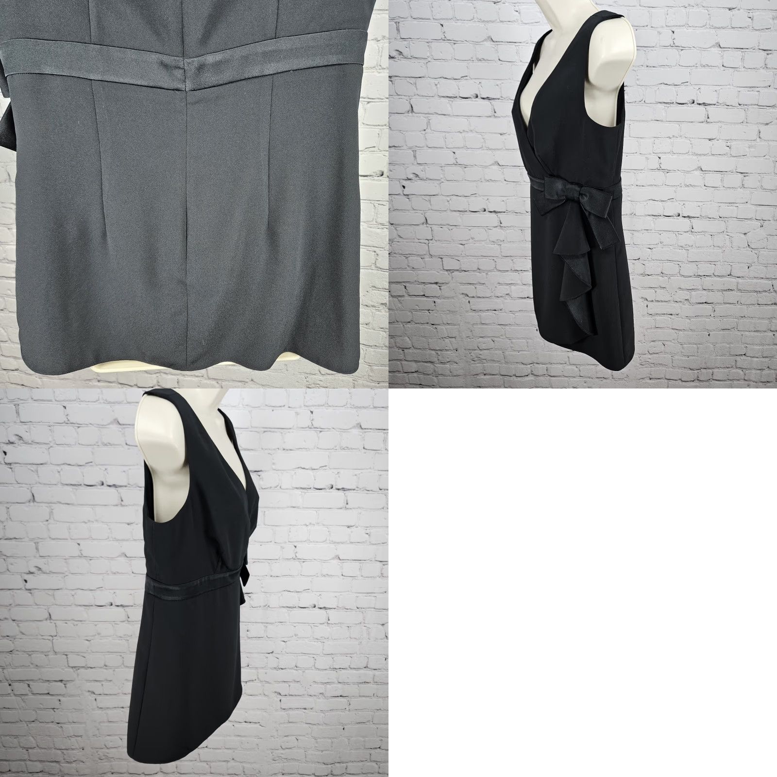 Talbots Talbots Blouse Satin Bow V-Neck Sleeveless Peplum Band Top 10 Black Womens Dressy Party/Cocktail Size L / US 10 / IT 46 - 8 Thumbnail
