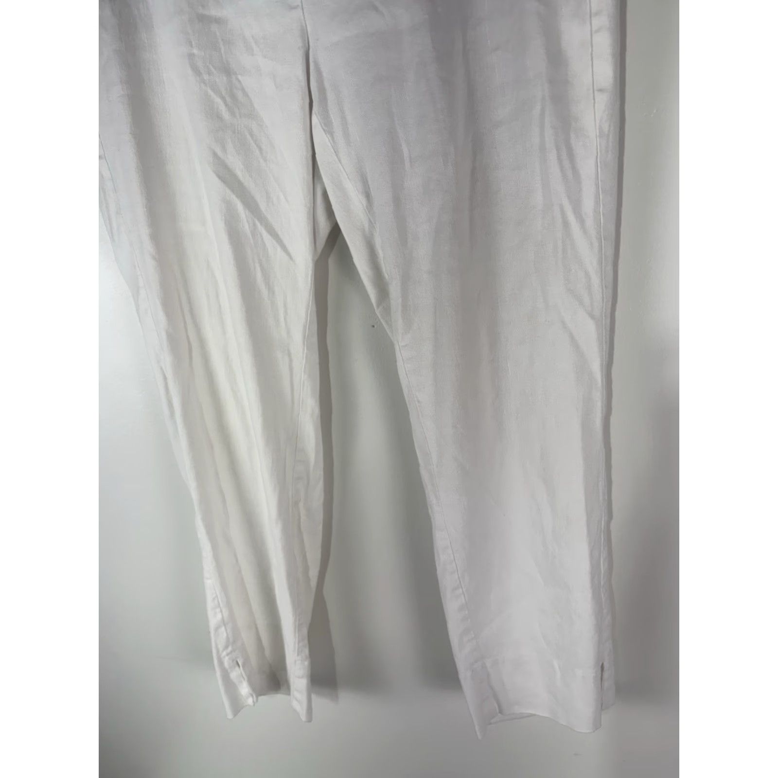 J. Jill J Jill Linen Stretch White Pull On Cropped Pants Womens Size M Size 32" / US 10 / IT 46 - 3 Thumbnail