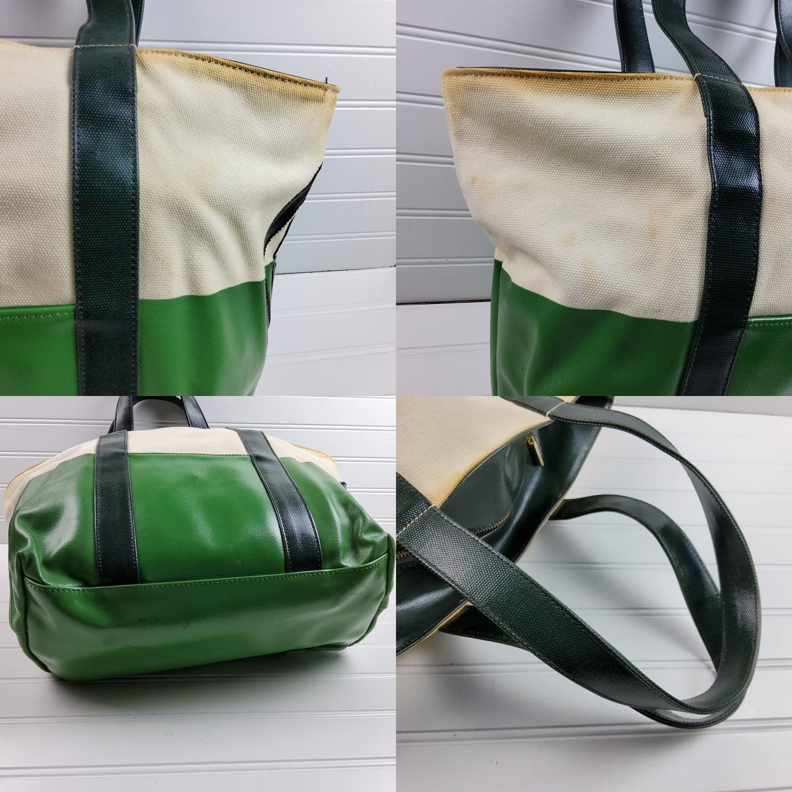 Tory Burch Tory Burch Beach Bag Dipped Canvas Zip Tote Shoulder Handbag Purse Ladies Green Large Tote Beach Nautical Size ONE SIZE - 8 Thumbnail