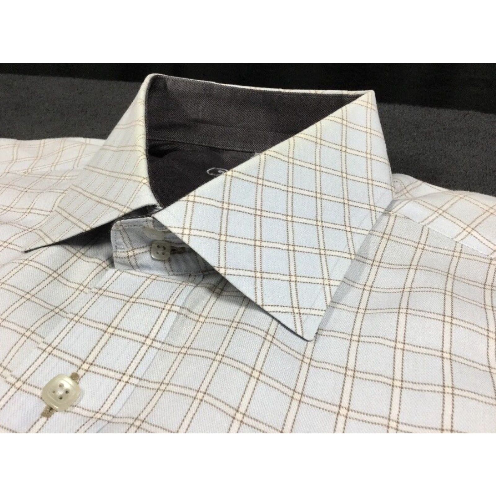 Vintage Visconti Uomo Blue and White Check Button Down Dress Shirt Mens Large Size US L / EU 52-54 / 3 - 5 Thumbnail