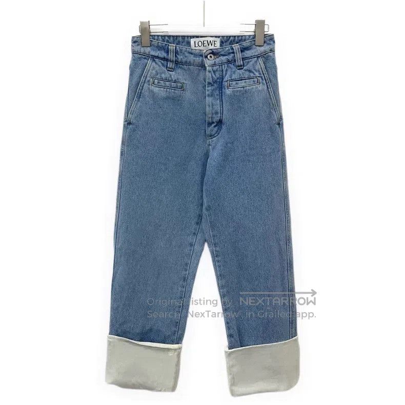 Loewe Loewe Light Blue Cotton Casual Wide-Leg Denim Trousers Size 42" / US 20 - 1 Thumbnail
