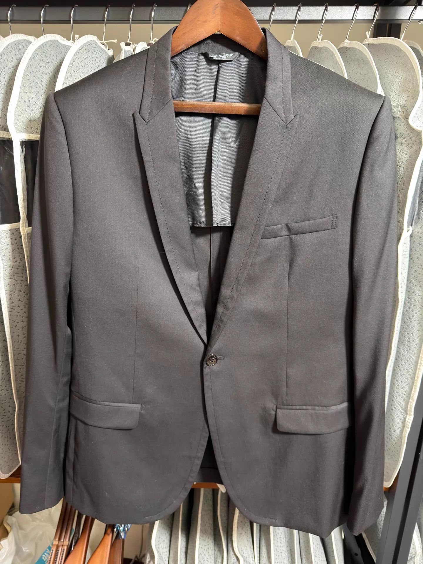 Dolce & Gabbana DG suit jacket black slim wool blend size 50 Size 50R - 1 Thumbnail