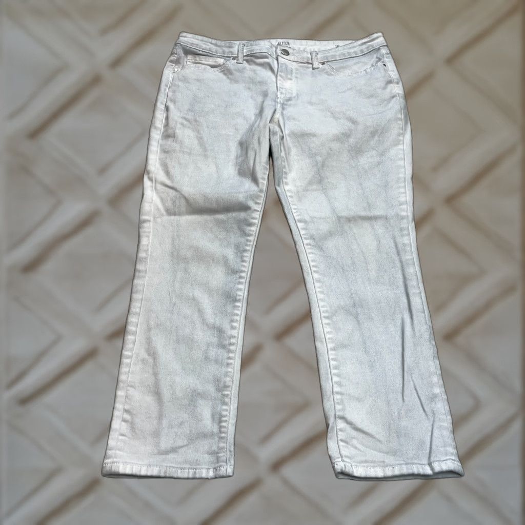 Denime ANA A New Approach Jeans Womens 16 Skinny Ankle White Denim Mid Rise 36x26 Pants Size 38" / US 16 / IT 52 - 1 Thumbnail