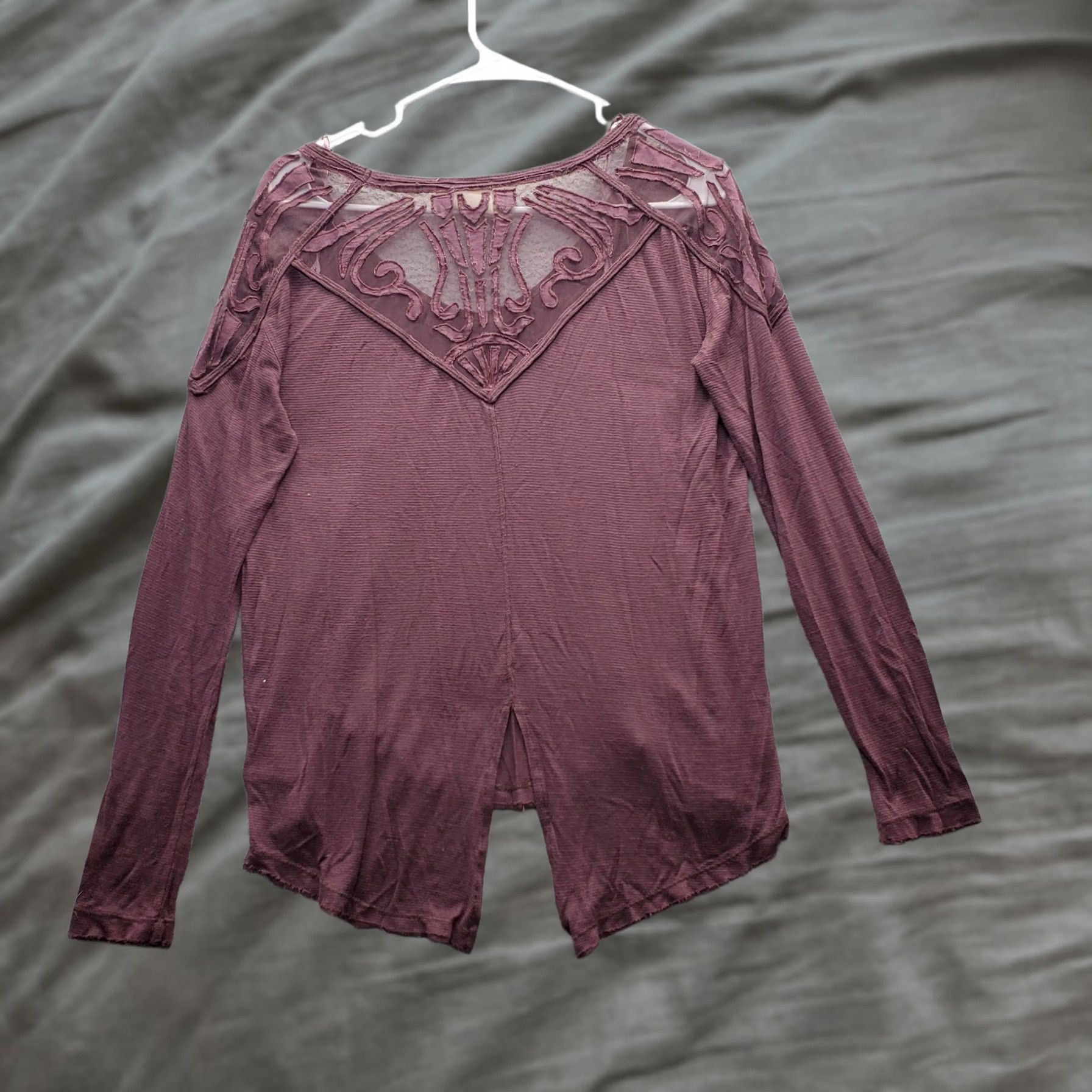 Free People Free People Tunic Top Womens XS Purple Long Sleeve V-Neck Pullover High-Low Hem Shirt Size XS / US 0-2 / IT 36-38 - 1 Thumbnail