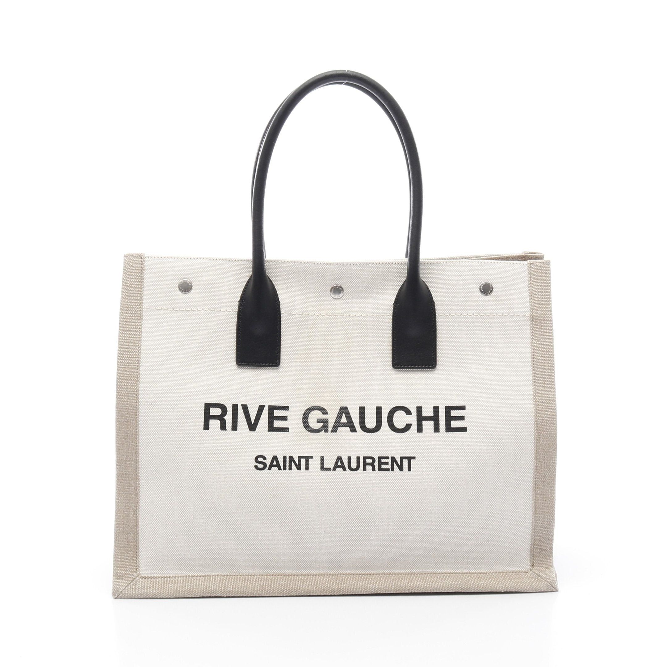Yves Saint Laurent Yves Saint Laurent Liv Gauche Handbag Tote Bag Linen Canvas Leather Off White Beige Black Size ONE SIZE - 1 Thumbnail