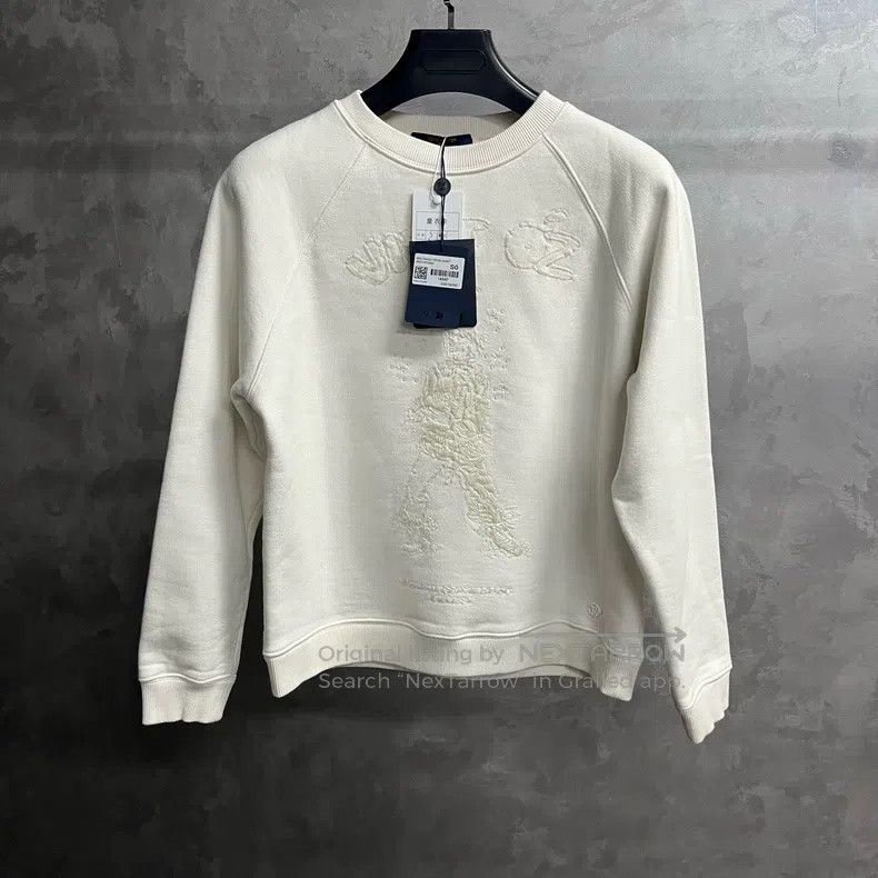Louis Vuitton White Solid Crew Neck Pullover Long Sleeve S