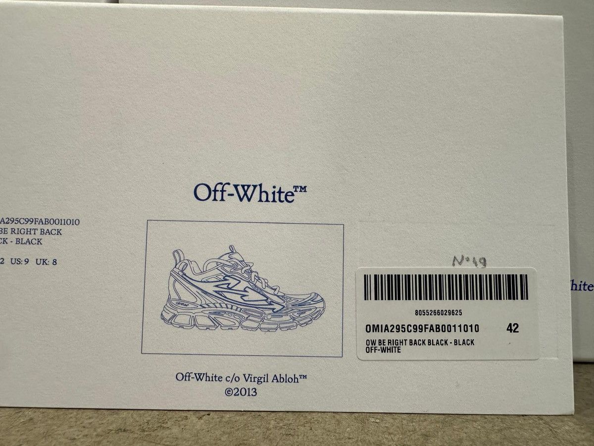Off-White Be Right Back Sneakers Back Black Size US 9 / EU 42 - 7 Thumbnail