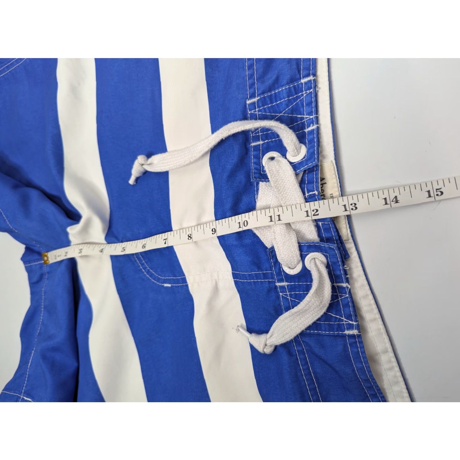 Abercrombie & Fitch Abercrombie & Fitch Swim Trunks Blue Tritone Striped Drawstring Size L Size ONE SIZE - 4 Thumbnail