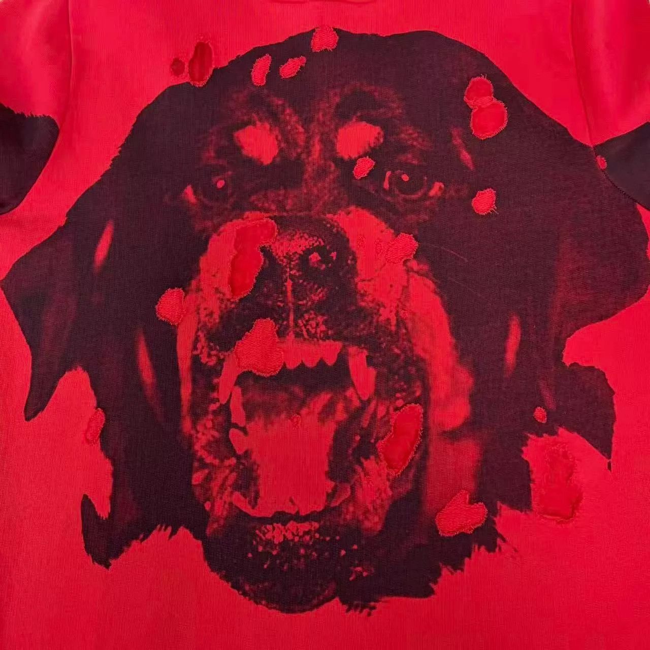 Givenchy Givenchy Red Rottweiler Large Dog Head Distressed Hoodie L Size US L / EU 52-54 / 3 - 4 Thumbnail