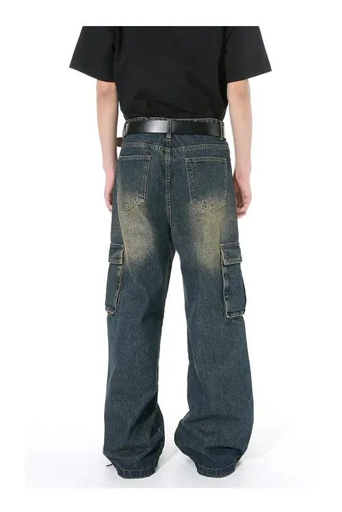 VIBE Multi Pocket Retro Blue Baggy Jeans Size US 34 / EU 50 - 4 Thumbnail
