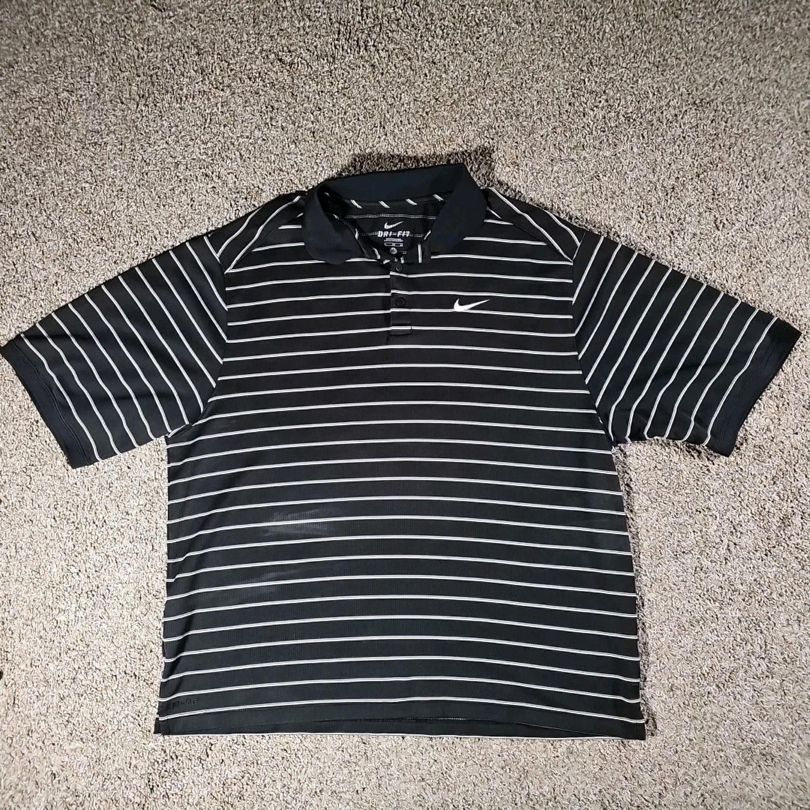 Nike Nike Dri-Fit Black XL Striped Polo Size US XL / EU 56 / 4 - 1 Thumbnail