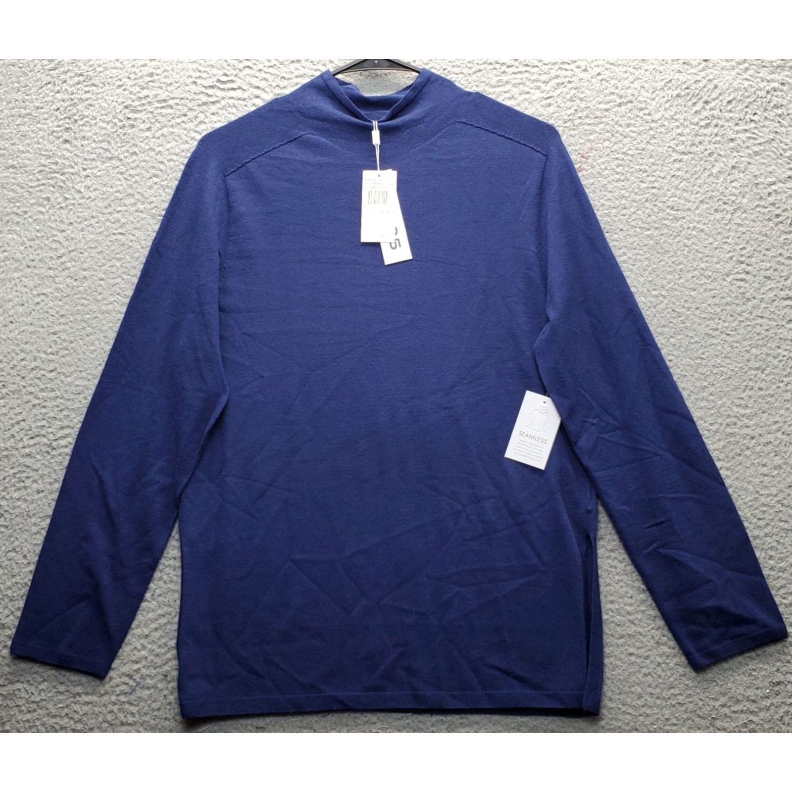 Vintage 525 America Womens Blouse Shirt M Regular Navy Knit Long Sleeve Mock Neck Slit 525 America Top Womens Medium Navy Long Sleeve Mock Neck Slit Size M / US 6-8 / IT 42-44 - 2 Thumbnail