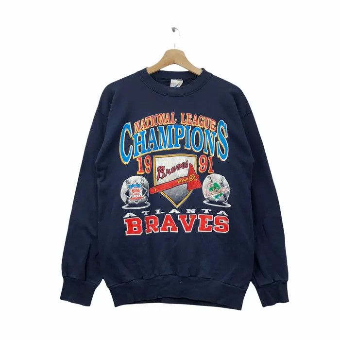 MLB Vtg 91 ATLANTA BRAVES MLB World Series Champion Sweatshirt Size US L / EU 52-54 / 3 - 1 Thumbnail