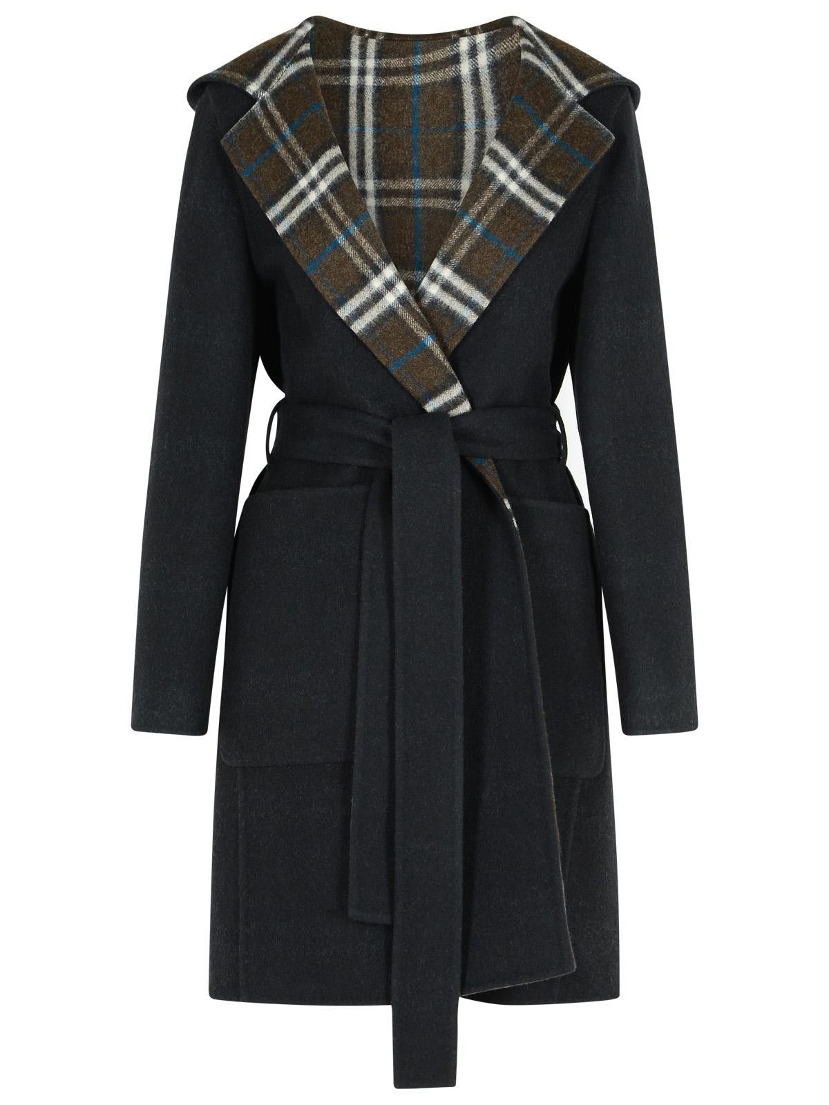 Burberry BURBERRY 'Hampshire' Reversible Black Wool Coat Size XS / US 0-2 / IT 36-38 - 1 Thumbnail