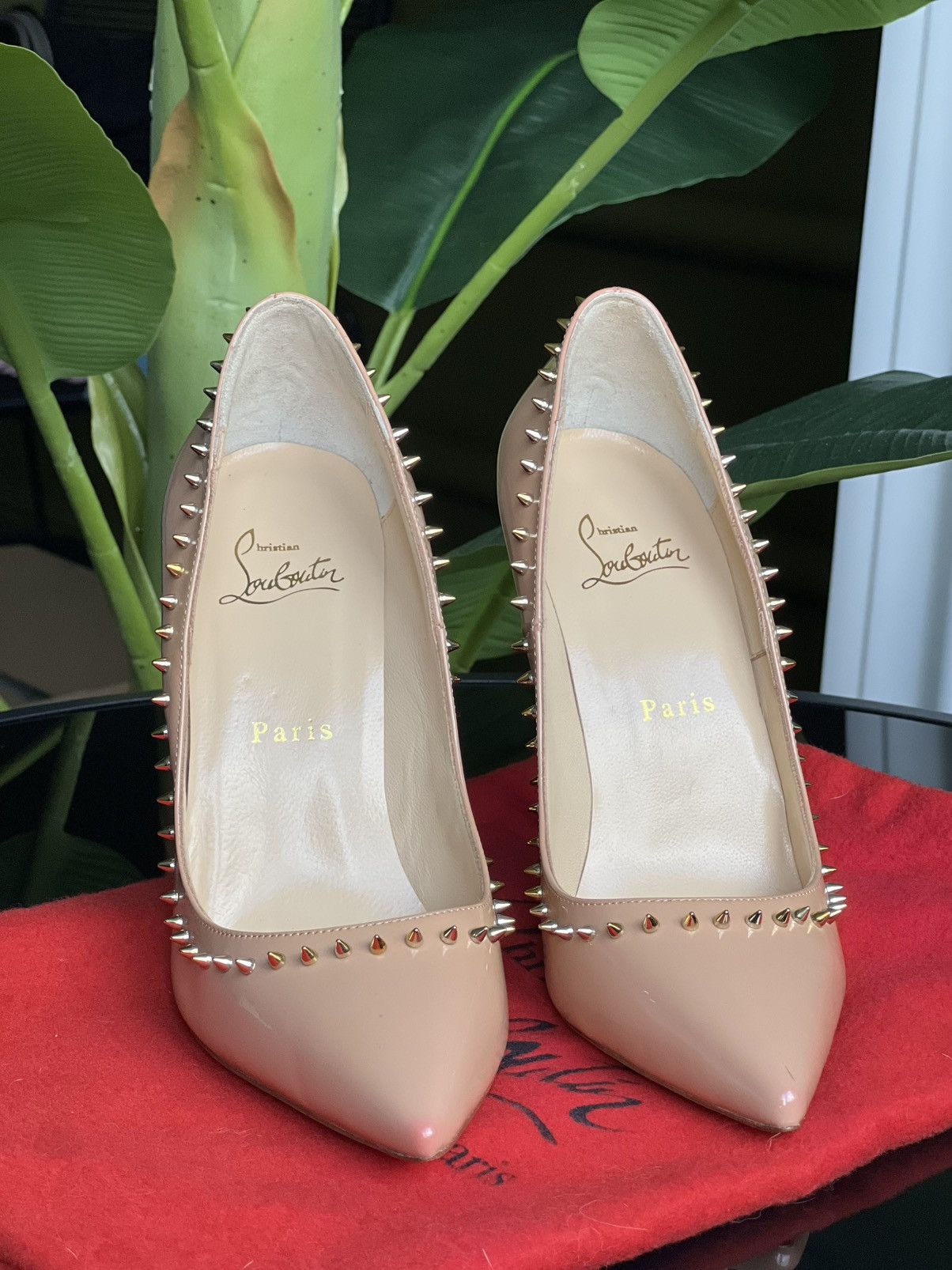 Christian Louboutin Christian Louboutin Nude Patent Spiked Heels Size 37 Size US 7 / IT 37 - 5 Thumbnail