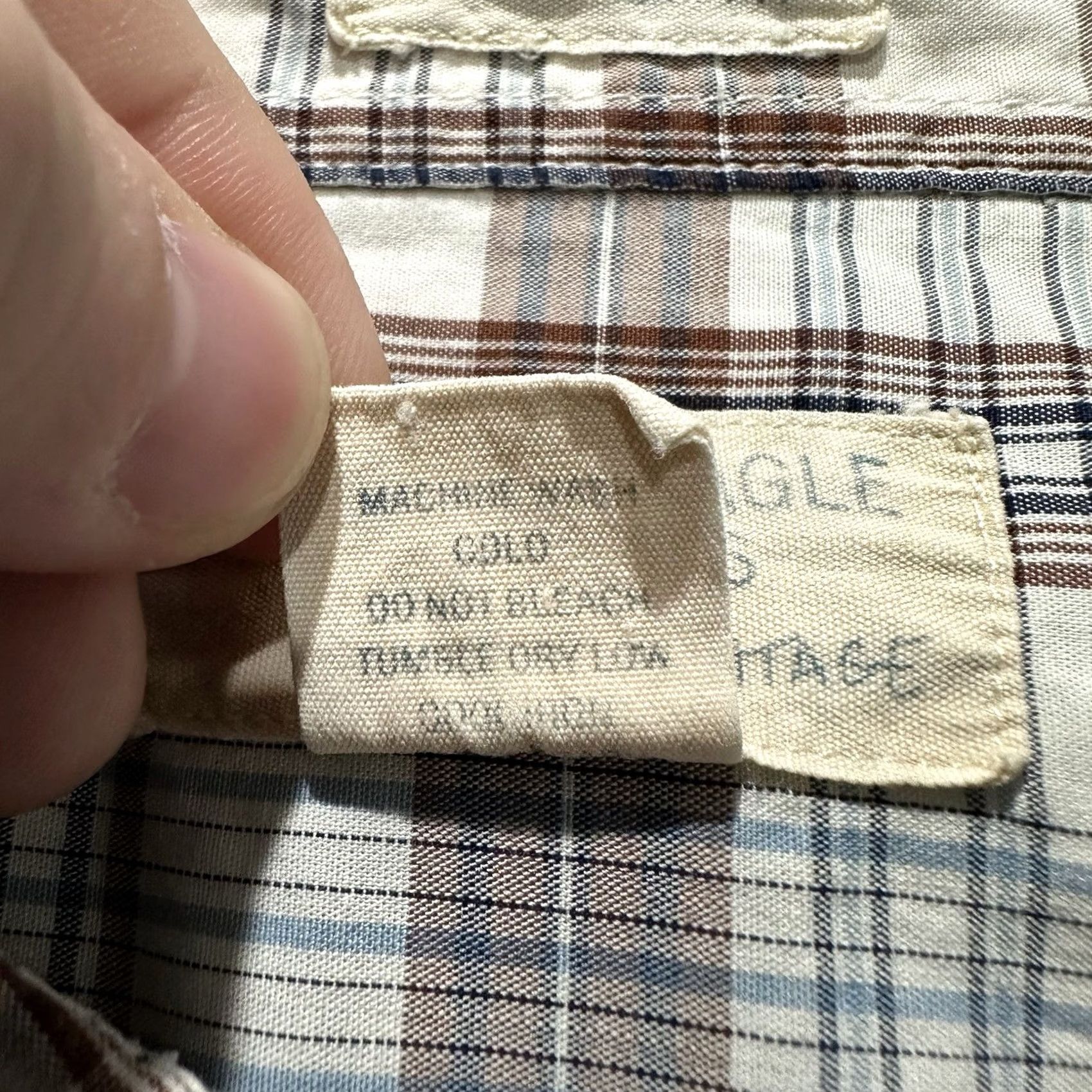 American Eagle Outfitters American Eagle Outfitters Shirt Mens XL Ivory Plaid Western Vintage Slim Fit Snap Button-Up Western Theme Mens XL Ivory Plaid Short? Size US XL / EU 56 / 4 - 6 Thumbnail