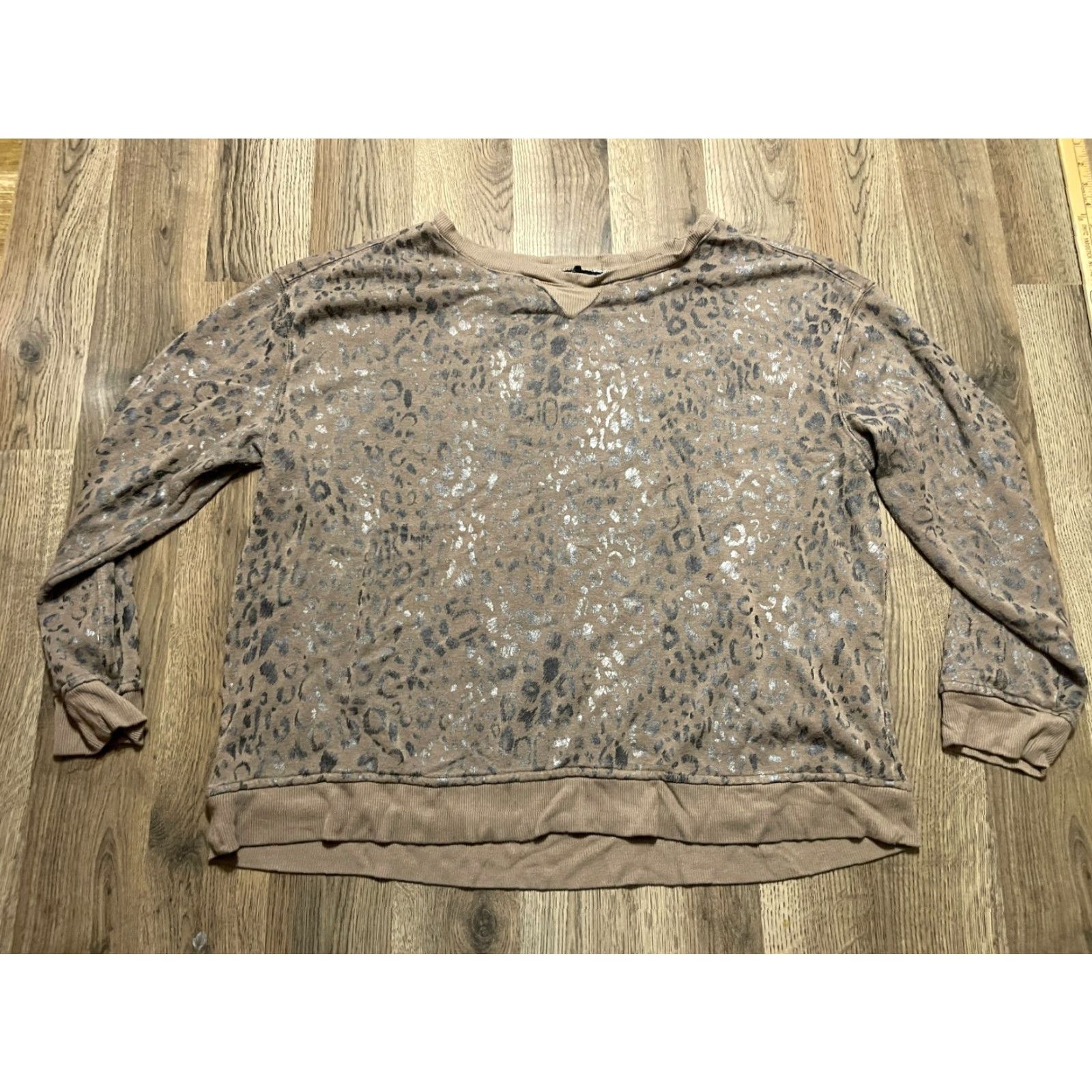 Vintage Jane + Delany Shirt Women XL Brown Cheetah Print Long Sleeve Casual Modern Regular T-Shirt Size XL / US 12-14 / IT 48-50 - 2 Thumbnail