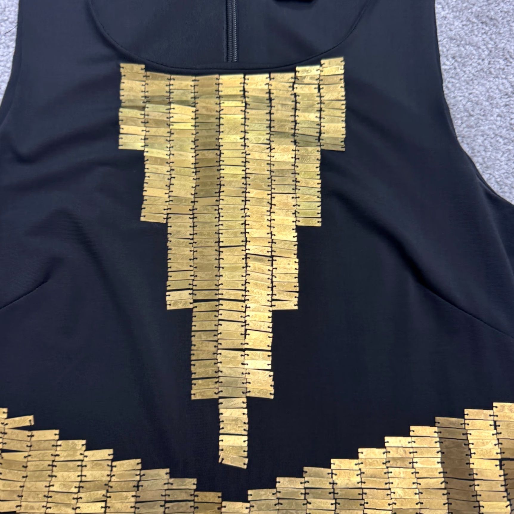 Bebe VINTAGE BeBe Embellished Gold Geometric Bodycon Dress Womens XS Black Sleeveless Stretch Size XS / US 0-2 / IT 36-38 - 6 Thumbnail