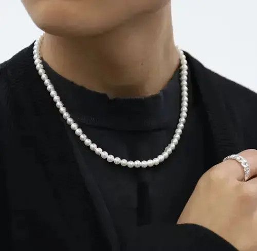 Chain x Jewelry Pearl Necklace in White, Men's