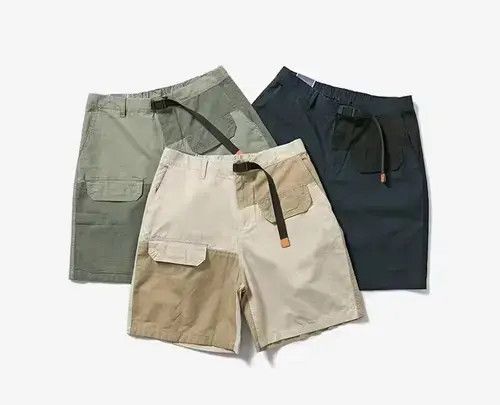 Jean 20SS Indigo Union Japan Beige Patchwork Worker Shorts Size US 32 / EU 48 - 3 Thumbnail