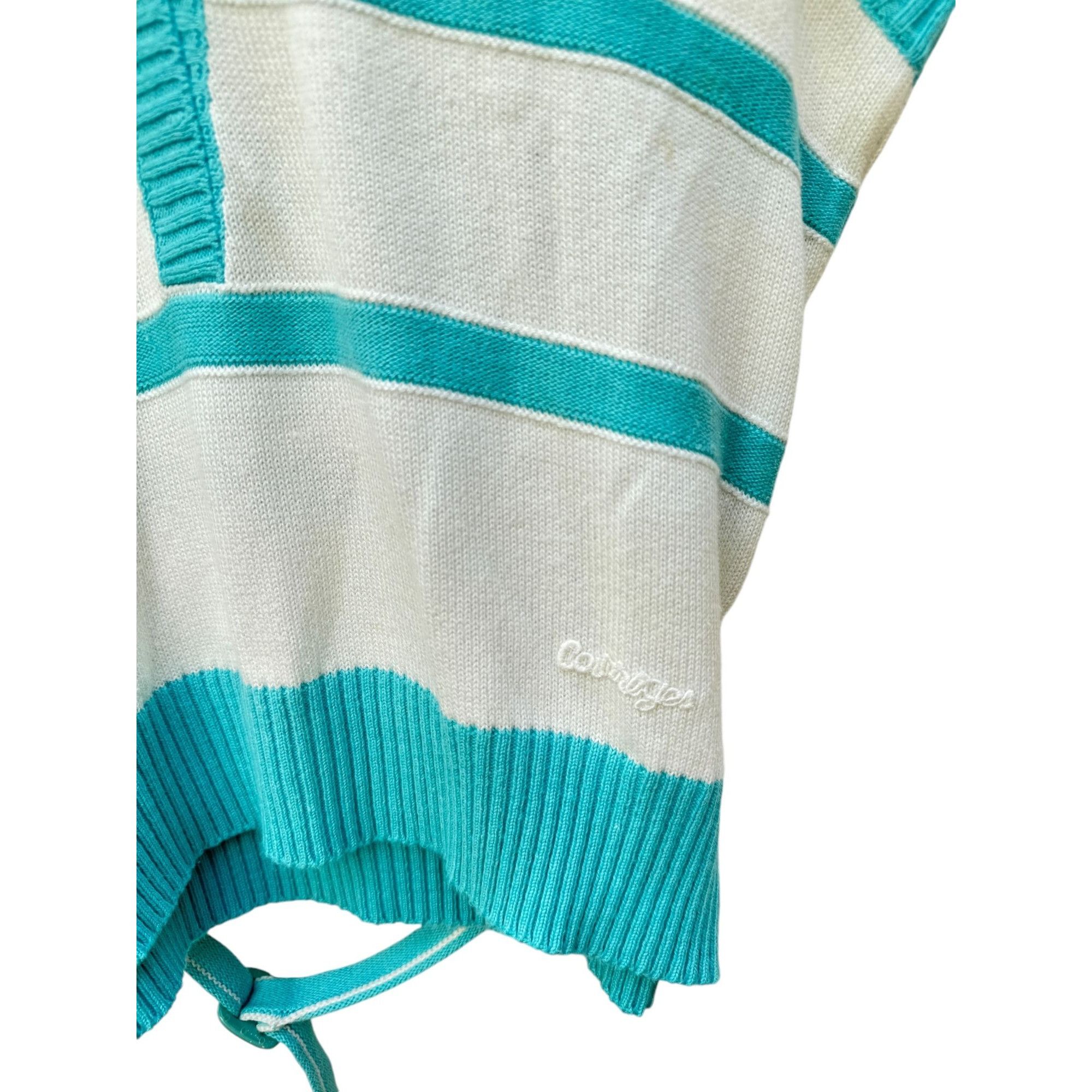 Courreges Vintage Blue White Knitted Vest Sweater Size M / US 6-8 / IT 42-44 - 4 Thumbnail