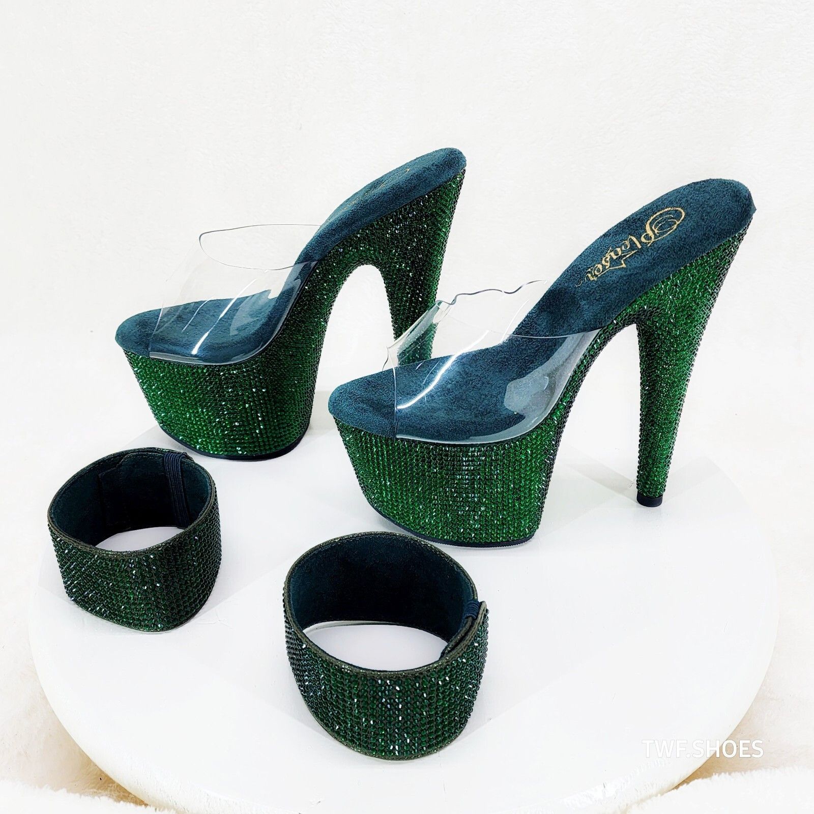 Other Bejeweled 712RS Emerald Rhinestone Platform 7" Stiletto High Size US 12 / IT 42 - 3 Thumbnail