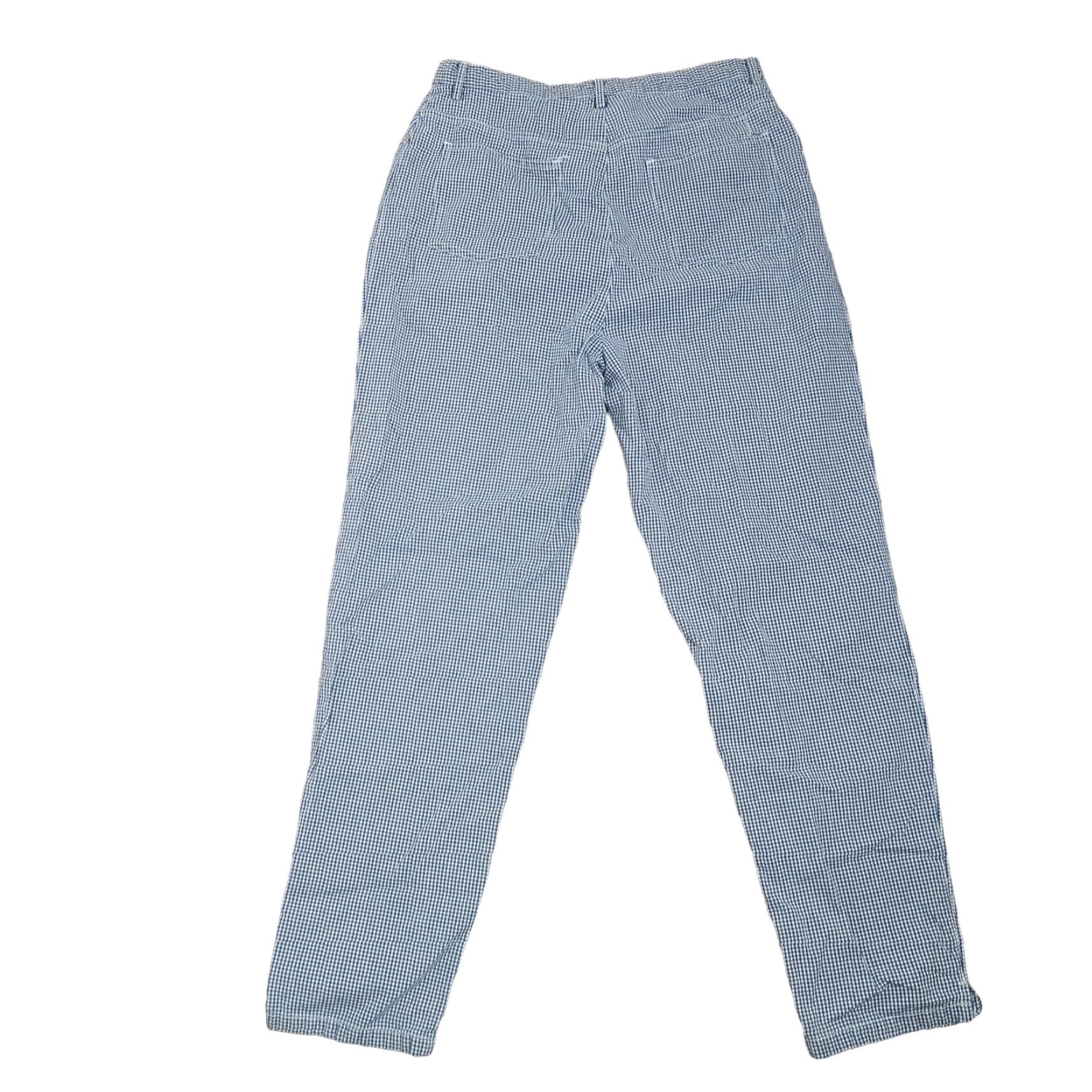Vintage VINTAGE 90s Navy Blue White Gingham Plaid Straight Leg Pants 12 Cotton Regular Mens or Womens? Size 30" / US 8 / IT 44 - 3 Thumbnail