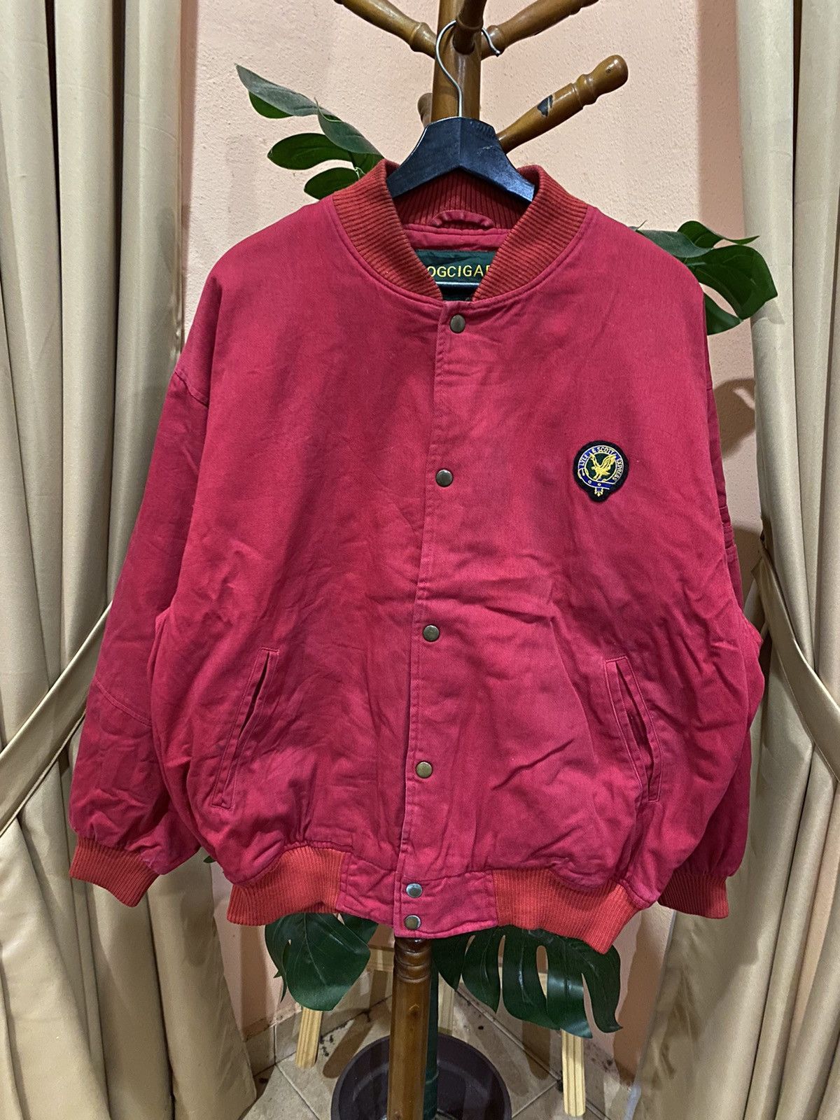 Japanese Brand Dogcigar Red Bomber Jacket – Classic and Bold Men Outerwear Size US L / EU 52-54 / 3 - 1 Thumbnail