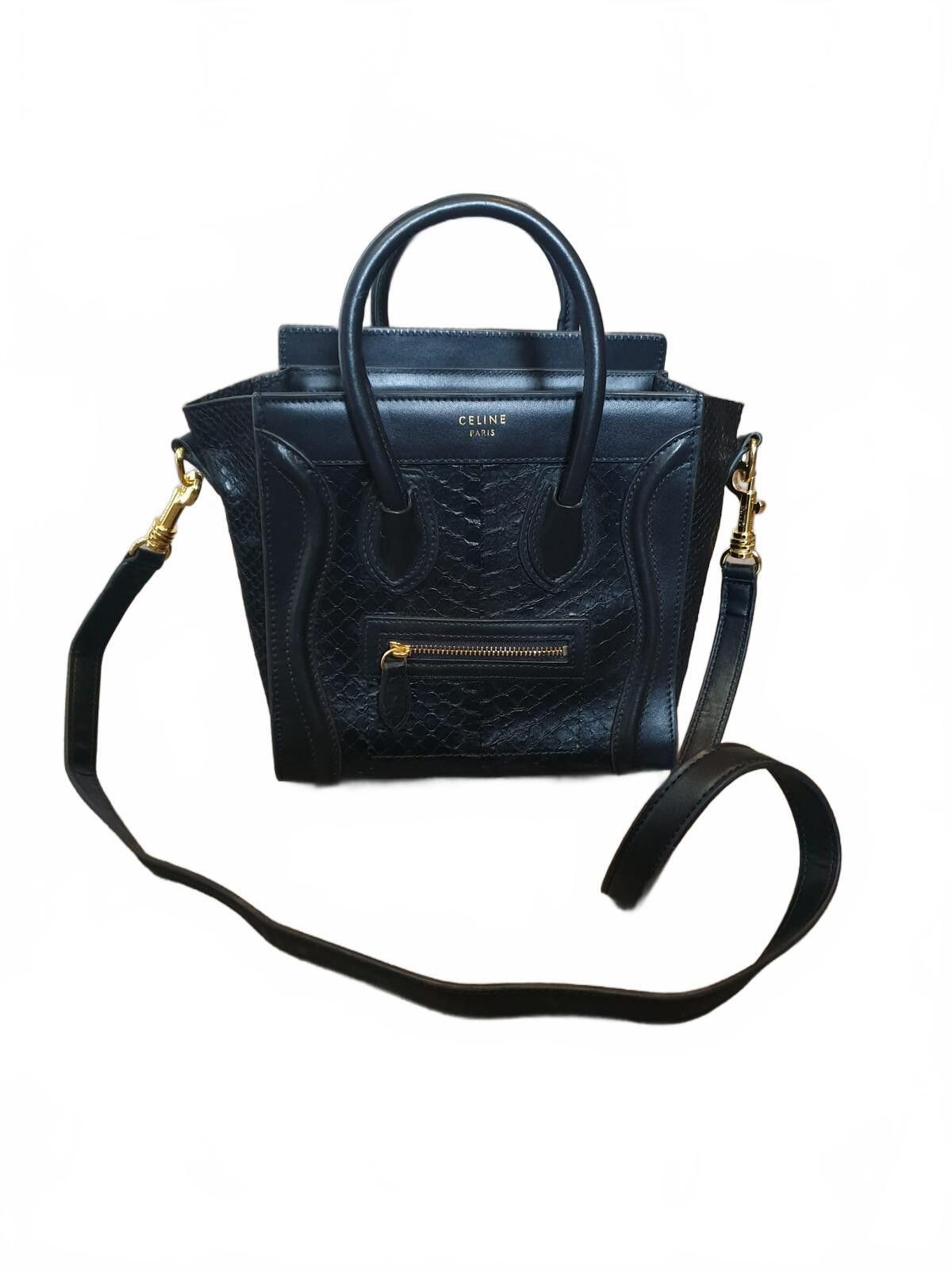 Celine Celine - Black Mini Luggage Tote Bag with Gold Hardware Size ONE SIZE - 9 Thumbnail