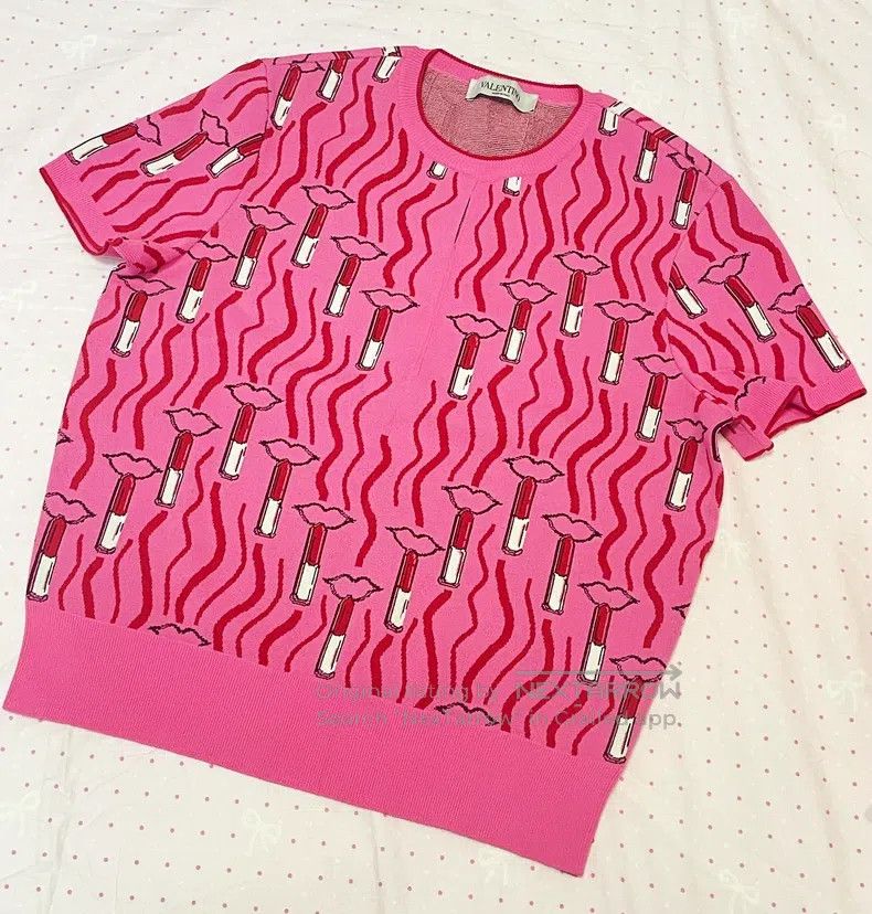 Valentino Valentino Printed crew neck pullover short-sleeved sweater Size L / US 10 / IT 46 - 1 Thumbnail