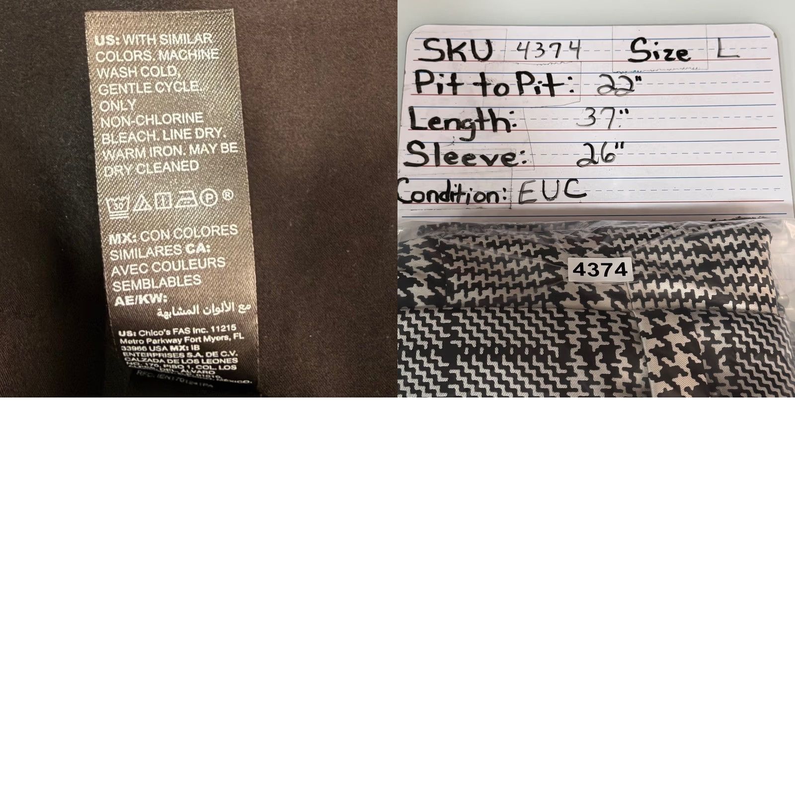 White House Black Market WHBM Coat Houndstooth Belted Blazer Jacket Women L Multicolor Black White Trench Coat Fall Winter Spring Career Chic EUC Size L / US 10 / IT 46 - 9 Thumbnail