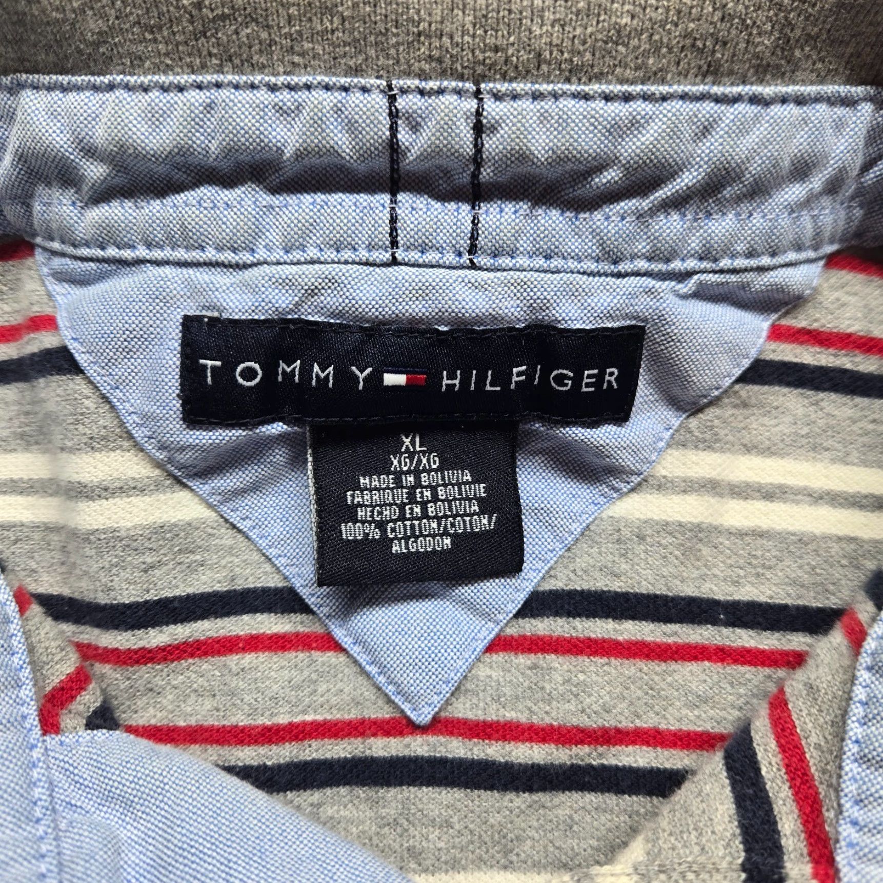 Tommy Hilfiger Tommy Hilfiger Golf Polo Shirt Adult XL Gray White Red Striped Polo Shirt Shirt Casual Men's Golf Polo Size US XL / EU 56 / 4 - 3 Thumbnail