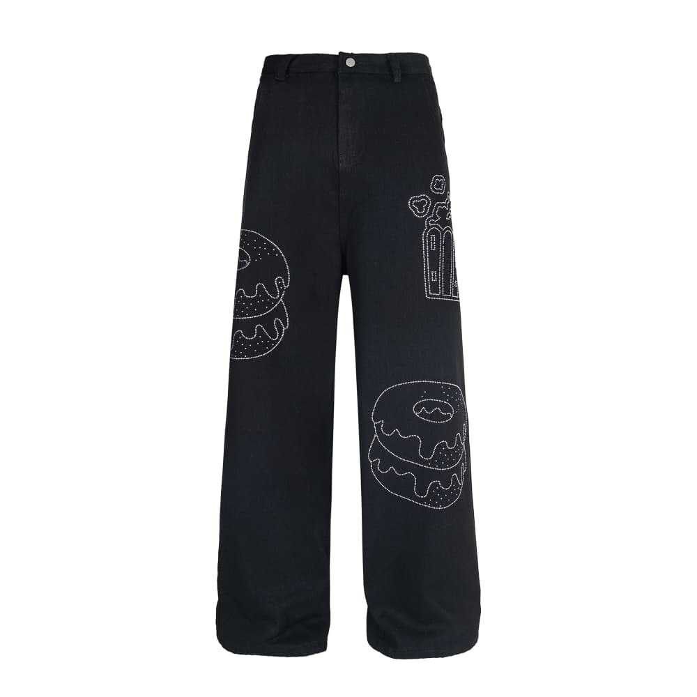 Japanese Brand × Jean Men's straight hip-hop fun pattern loose wide-leg jeans Size US 32 / EU 48 - 1 Thumbnail