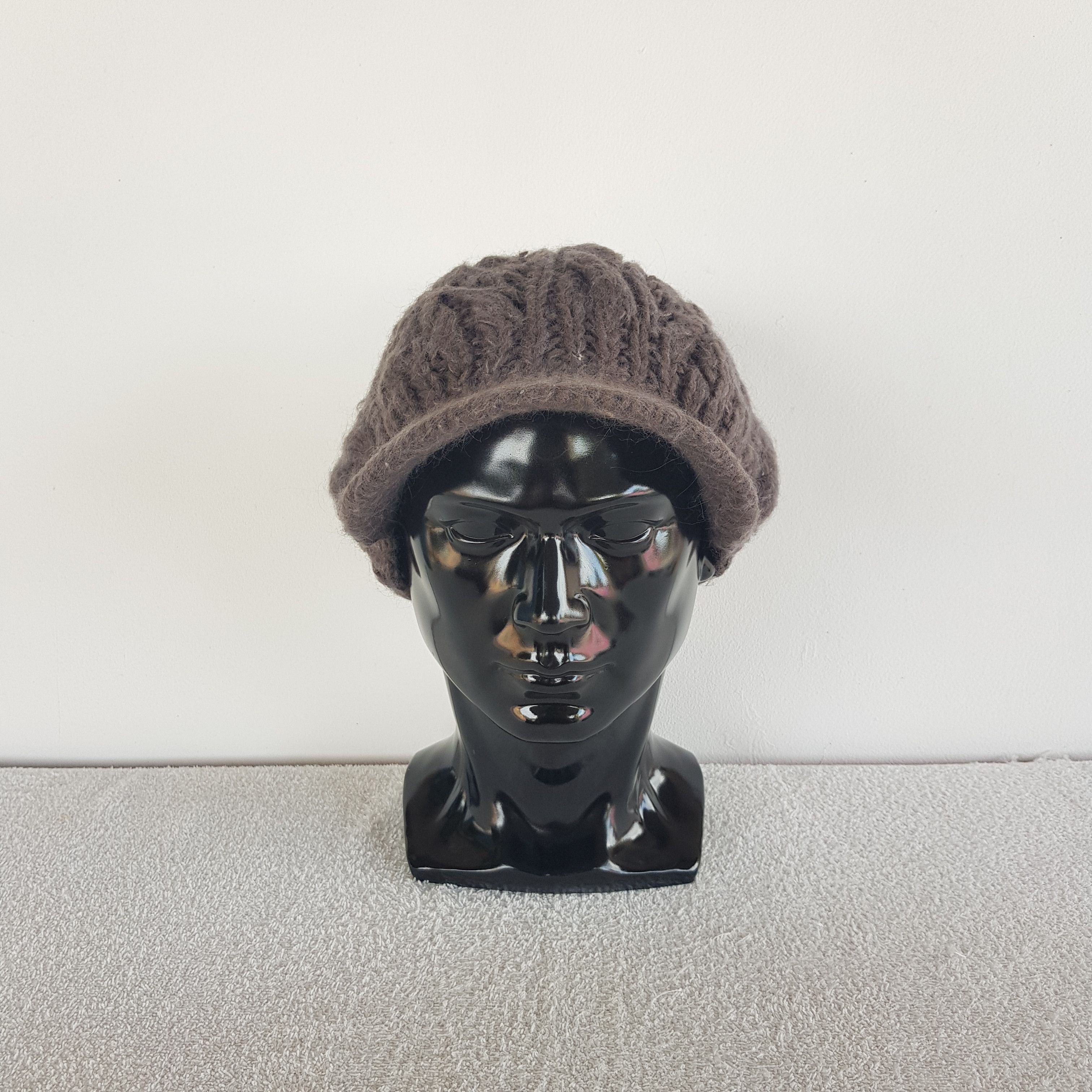 Homespun Knitwear Vintage Yaokichi Brim Knit Crochet Beanie Snow Caps Hats. Size ONE SIZE - 2 Thumbnail