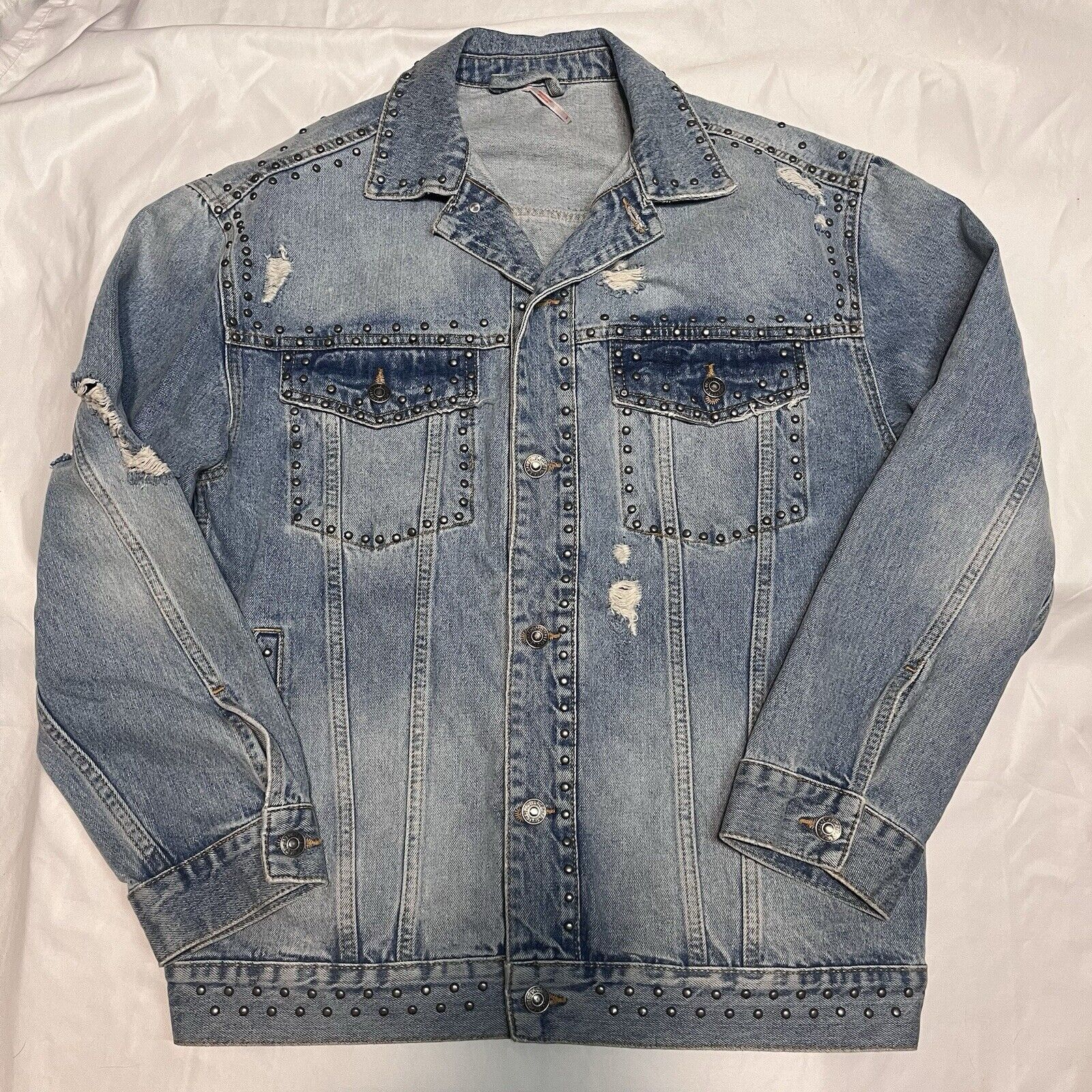 Free People Free People Denim Trucker Jacket Size M / US 6-8 / IT 42-44 - 1 Thumbnail