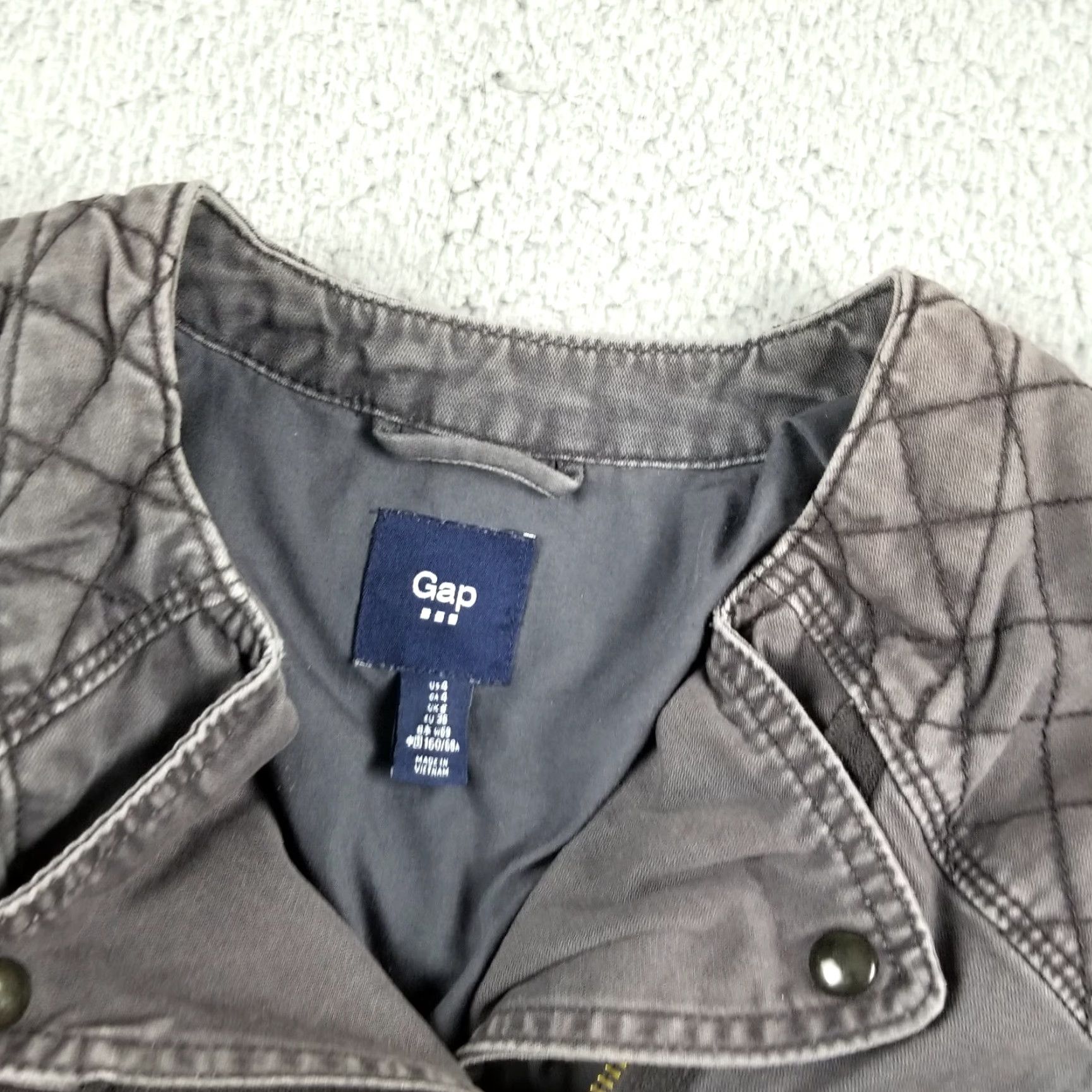 Gap GAP Women's Denim Moto Jacket Size S Gray Casual Biker All Seasons Size S / US 4 / IT 40 - 2 Thumbnail