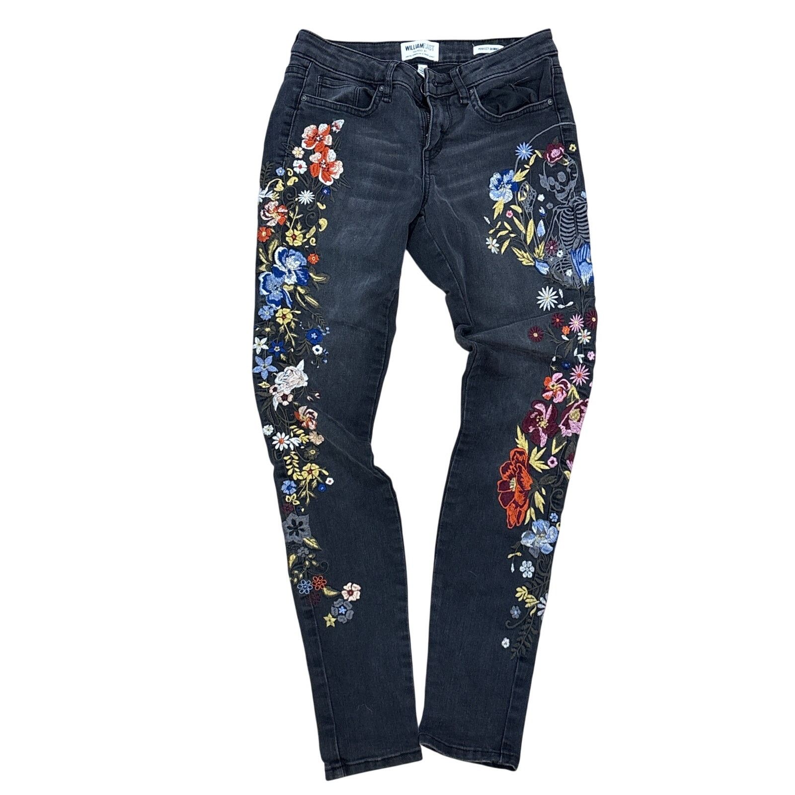 William Rast William Rast embroidered Perfect skinny Jean black junior 25 Size 25" / US 0 / IT 36 - 1 Thumbnail