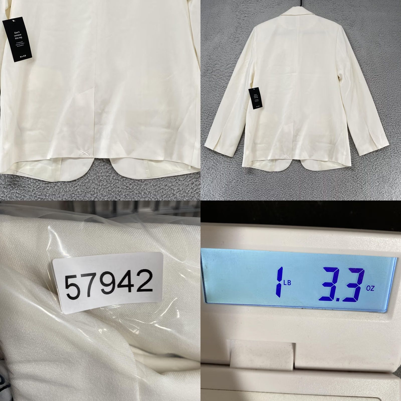 Vintage NA-KD Blazer Womens XXS White One Button Lined Oversized Jacket Blazer Size XXS / US 00 / IT 34 - 9 Thumbnail