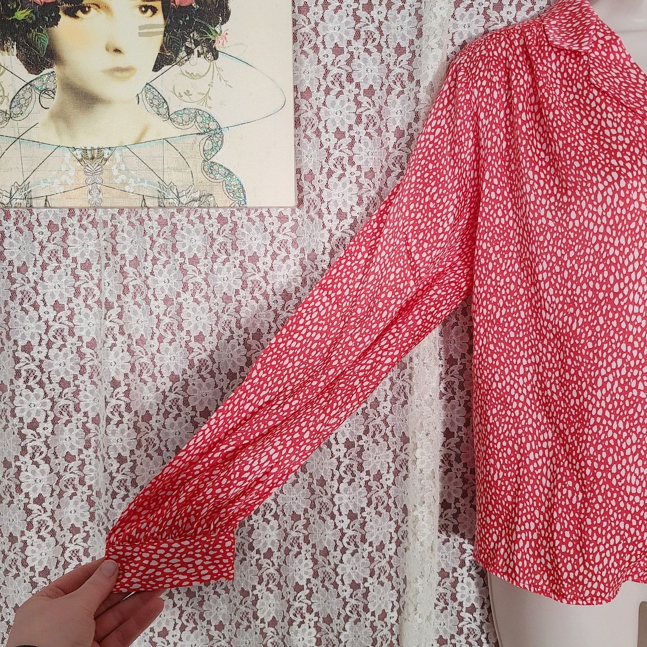 Topshop Topshop red white oversized button down shirt size 10 medium Size L / US 10 / IT 46 - 8 Thumbnail