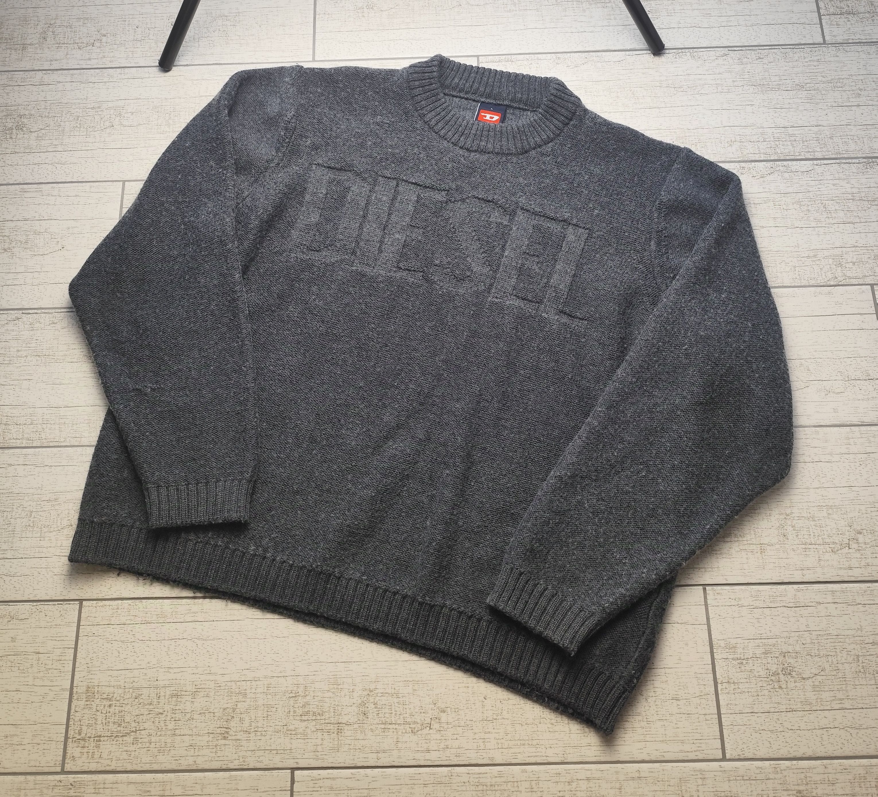 Vintage Diesel Knit Sweater Big Logo Y2K 90s Wool