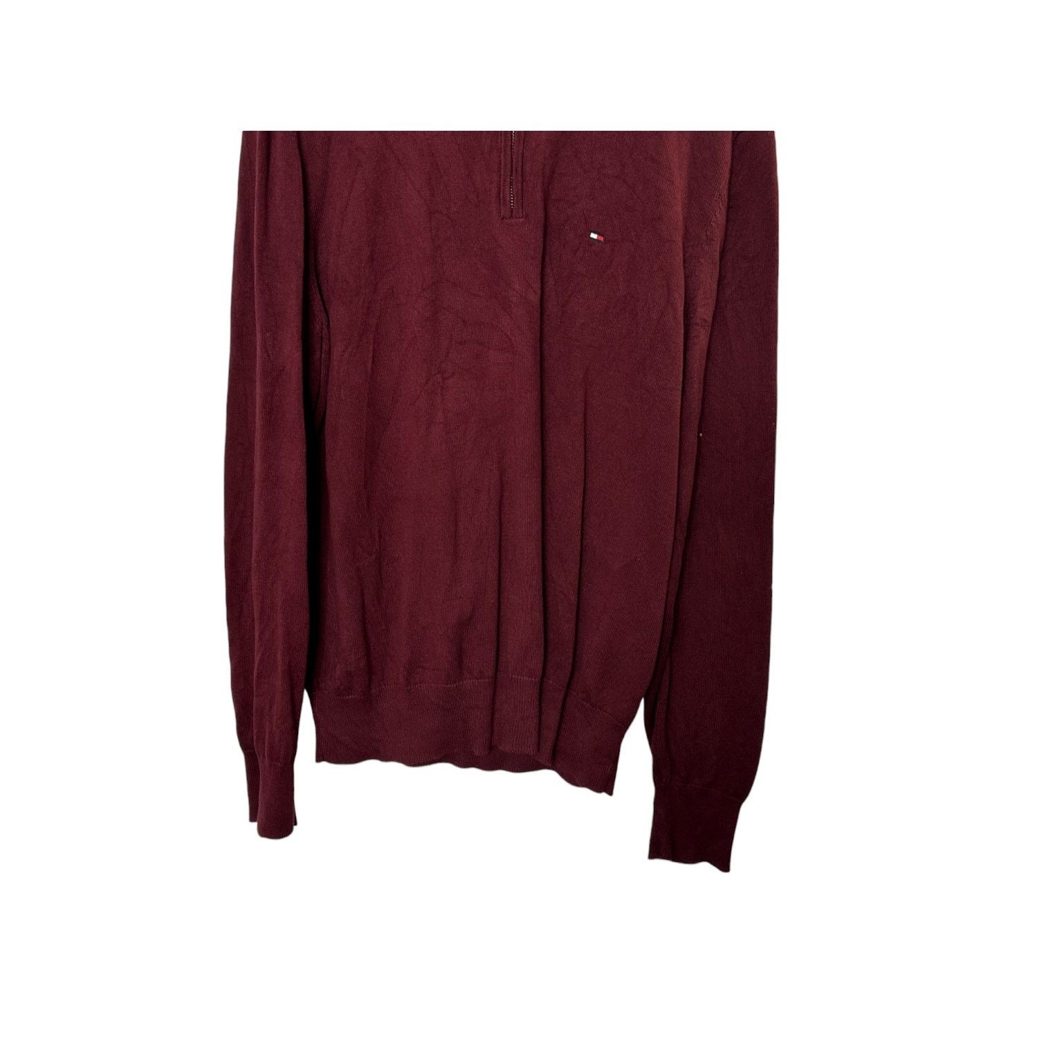 Tommy Hilfiger Tommy Hilfiger Maroon 1/4 Zip Long Sleeve Pullover Size L Size US L / EU 52-54 / 3 - 3 Thumbnail