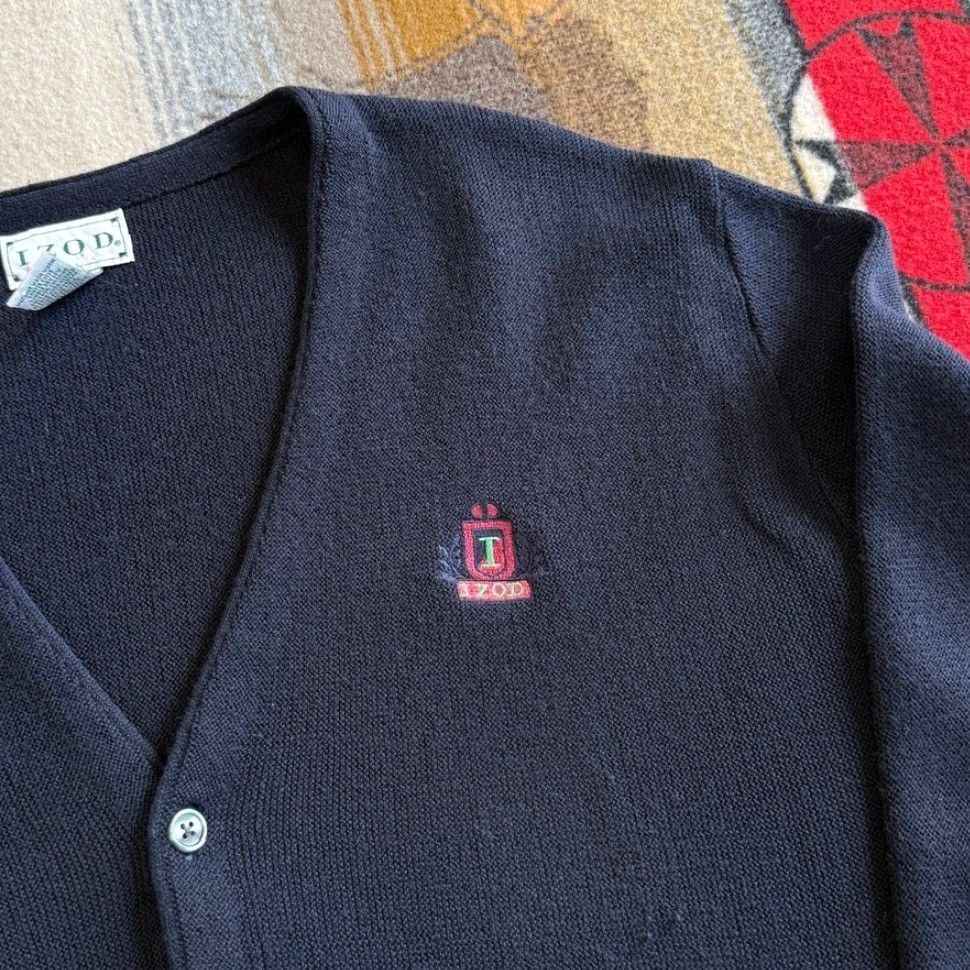 Izod VINTAGE 90s IZOD Cardigan Knit Sweater Mens L Blue Embroidered Regular Knit Long Sleeve Casual Size US L / EU 52-54 / 3 - 4 Thumbnail