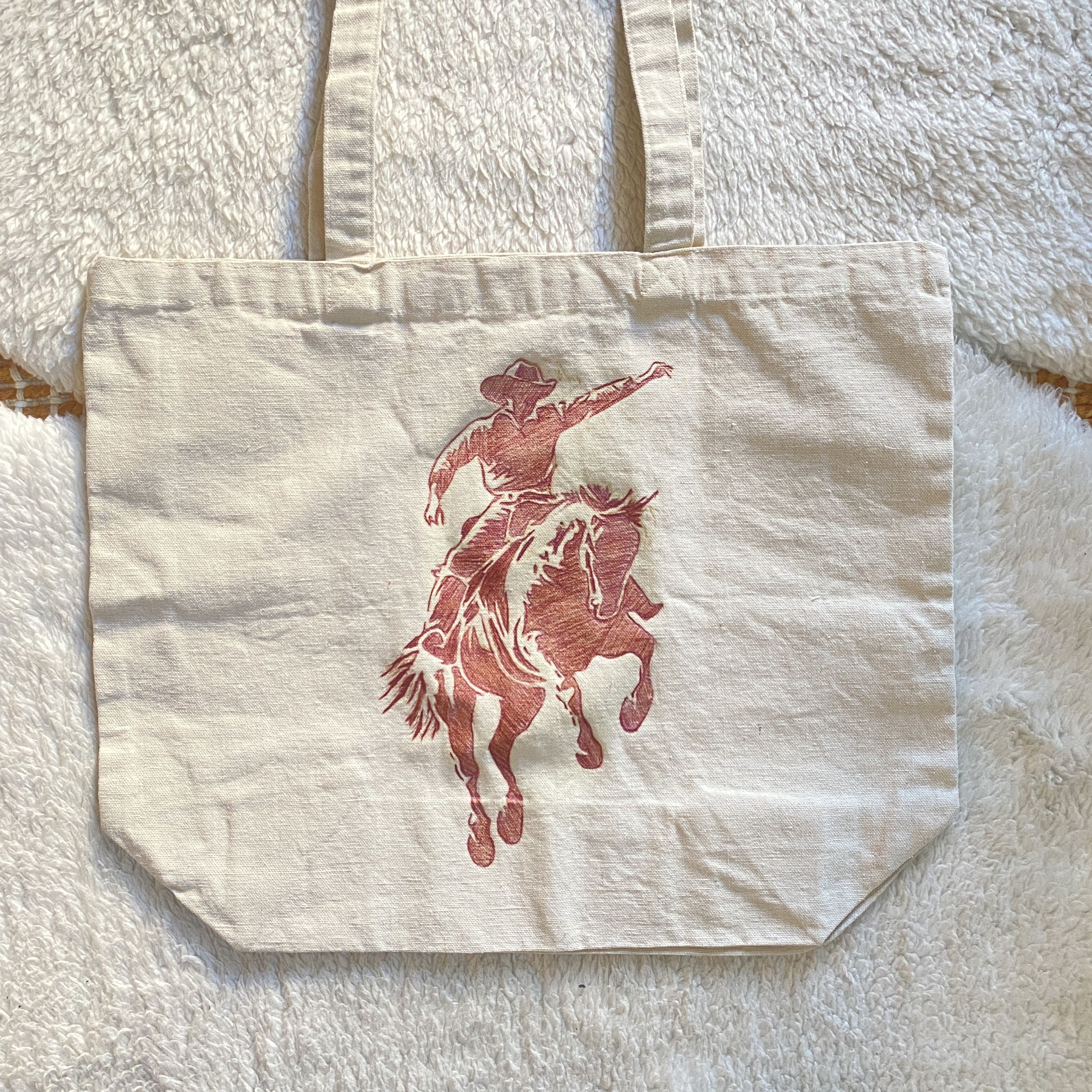 Other Hand-Burned Cowboy Canvas Tote Bag – One-of-a-Kind Design Size ONE SIZE - 11 Thumbnail