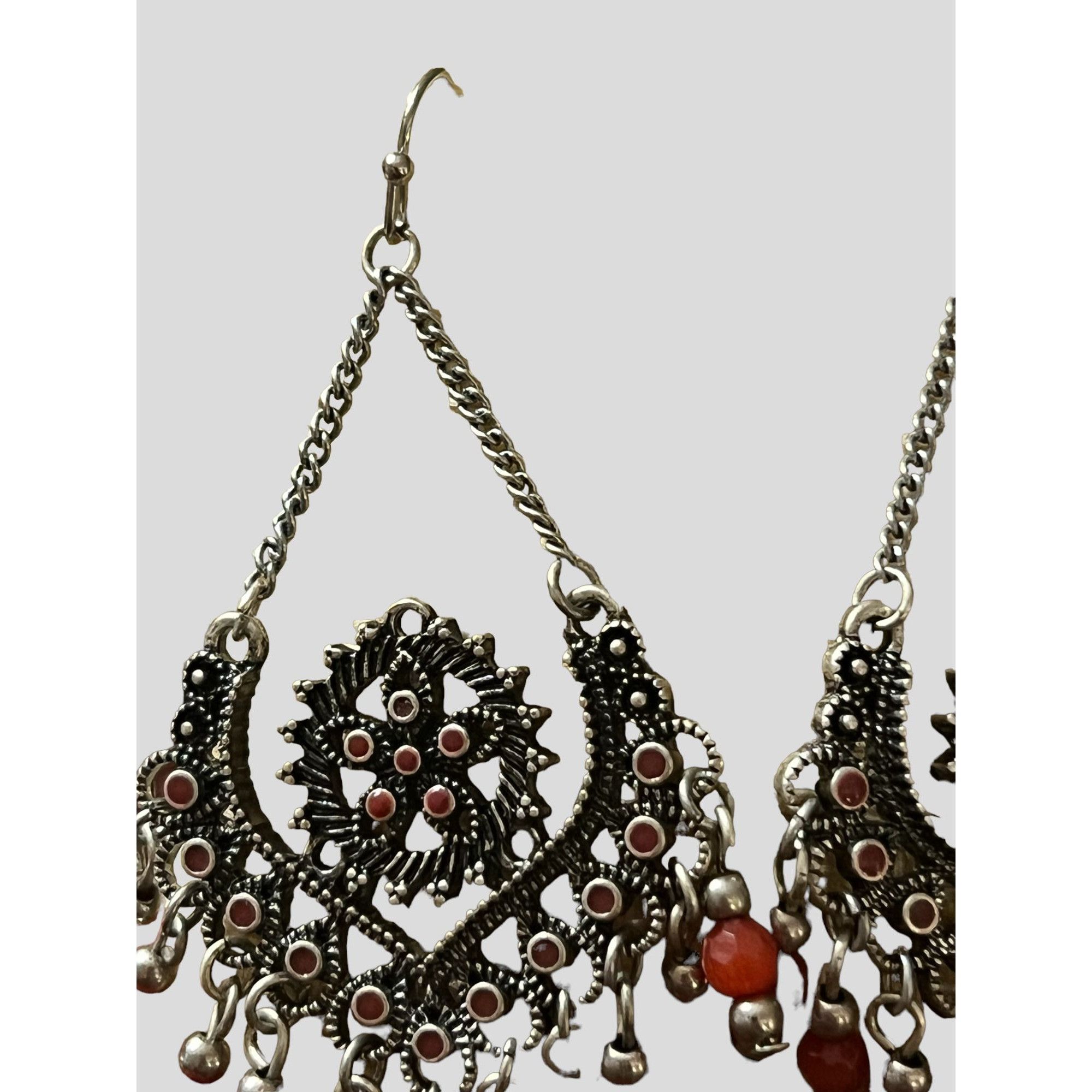 Other Silver tone dangle earrings filagree beads enamel hook boho Size ONE SIZE - 3 Thumbnail