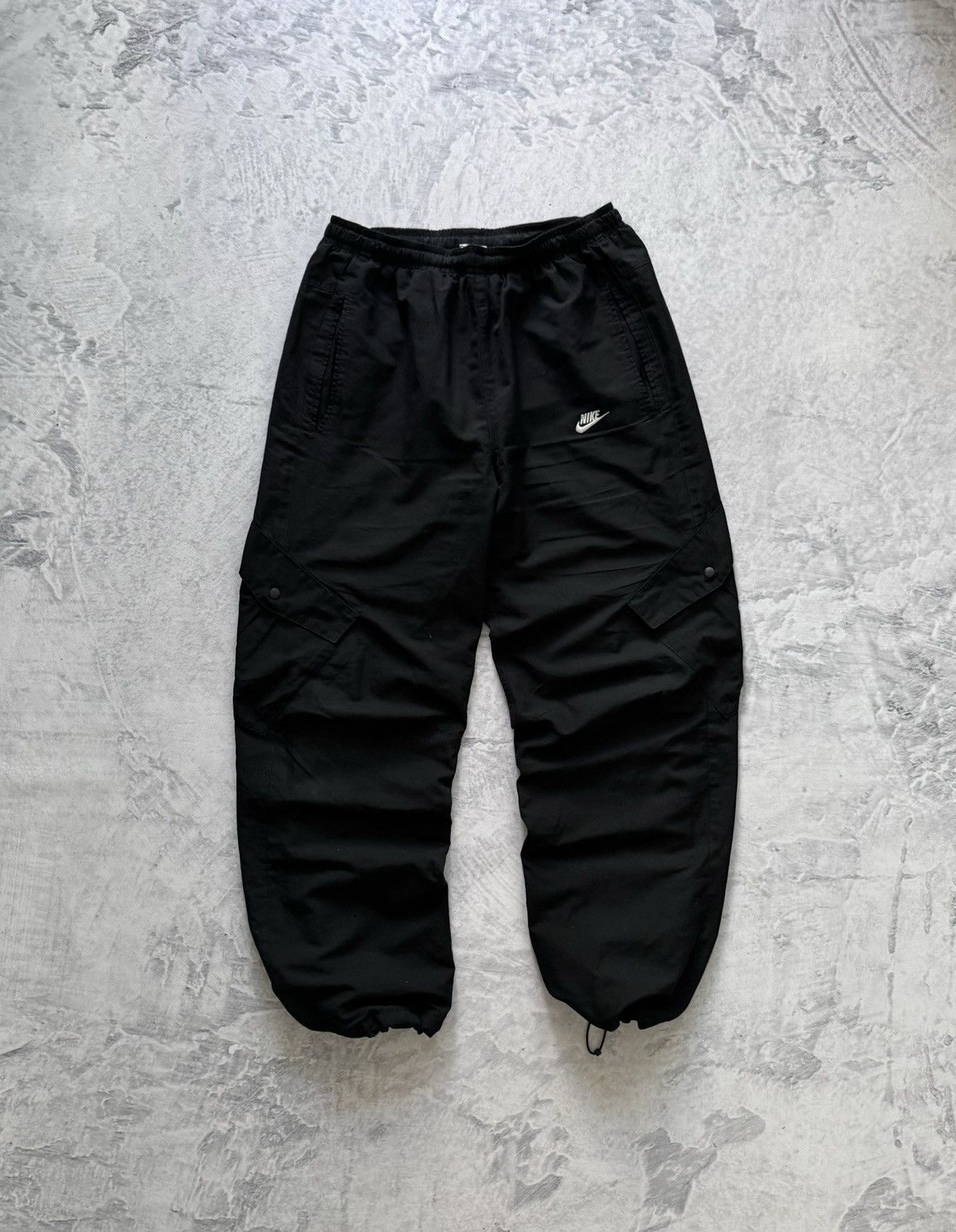 Pre-owned Nike X Vintage 00s Nike Vintage Nylon Joggers Cargo Baggy Pants Y2k Drill In Black