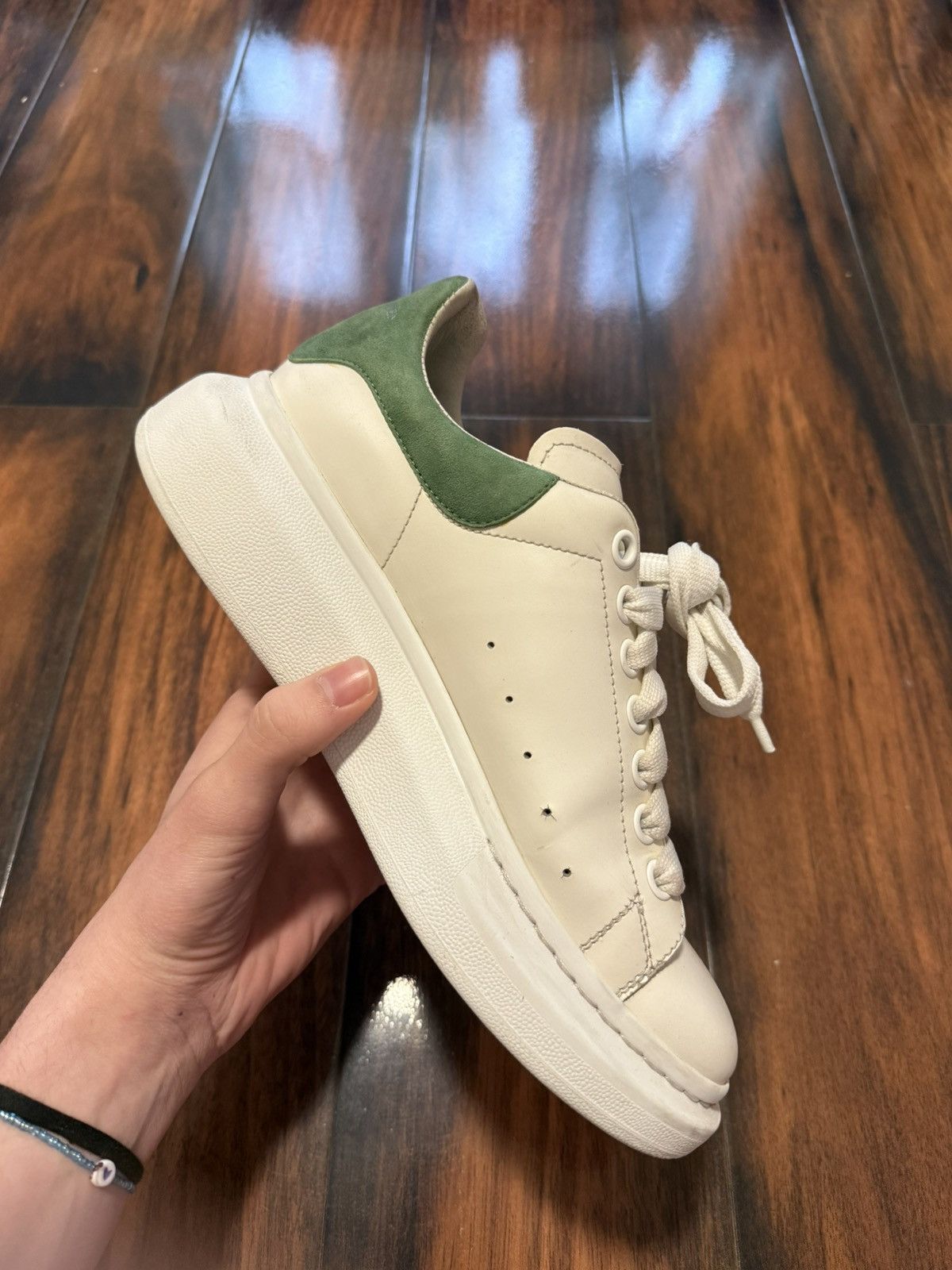 Alexander McQueen Alexander Mcqueen Oversized Sneaker White Green Velvet Heel Size US 7 / EU 40 - 3 Thumbnail