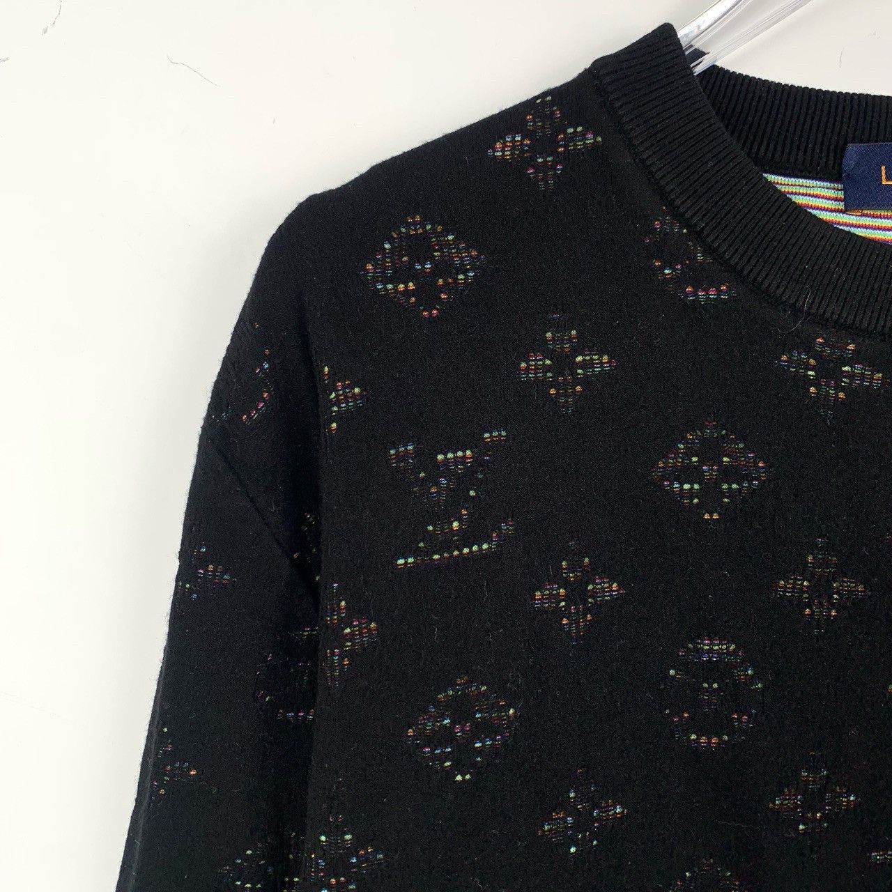 Louis Vuitton Louis Vuitton Black Logo Openwork Knit Sweater (Size M) Size US M / EU 48-50 / 2 - 7 Thumbnail